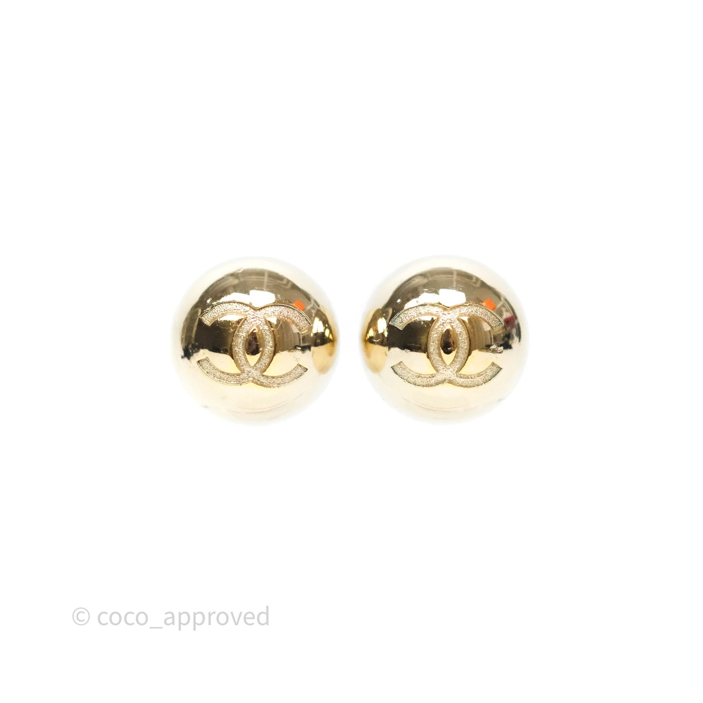 Chanel CC Sphere Earrings Gold Tone 21S