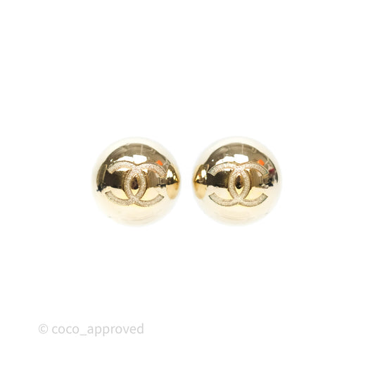Chanel CC Sphere Earrings Gold Tone 21S