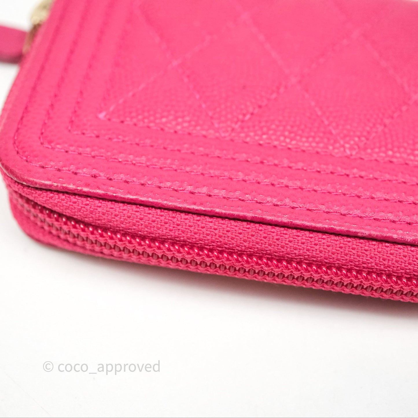 Chanel Boy Zipped Coin Purse Hot Pink Caviar Gold Hardware