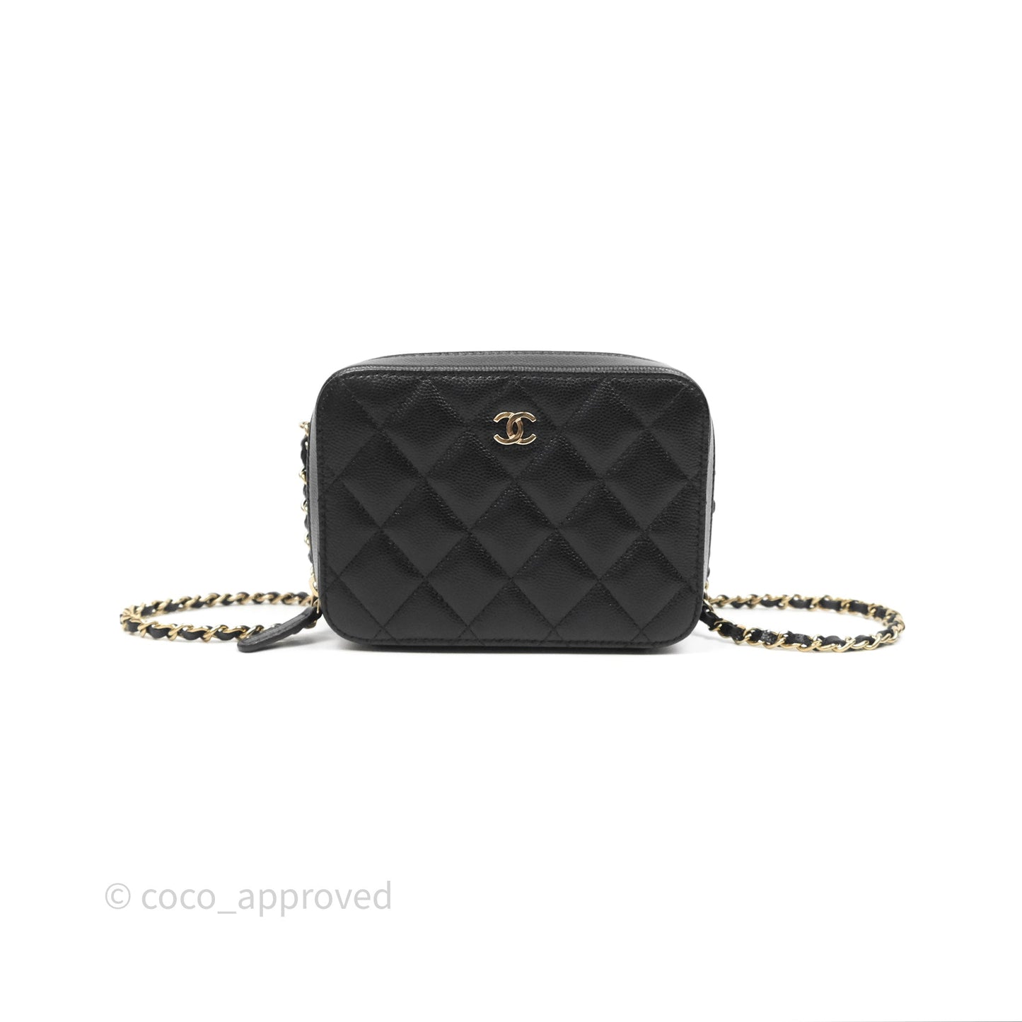 Chanel Quilted Camera Case Black Caviar Gold Hardware