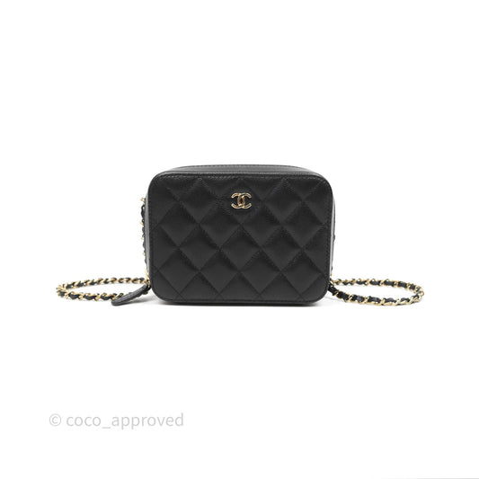 Chanel Quilted Camera Case Black Caviar Gold Hardware