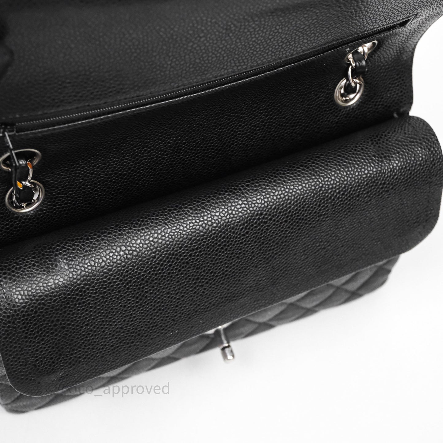 Chanel Classic M/L Medium Flap Quilted Black Caviar Silver Hardware