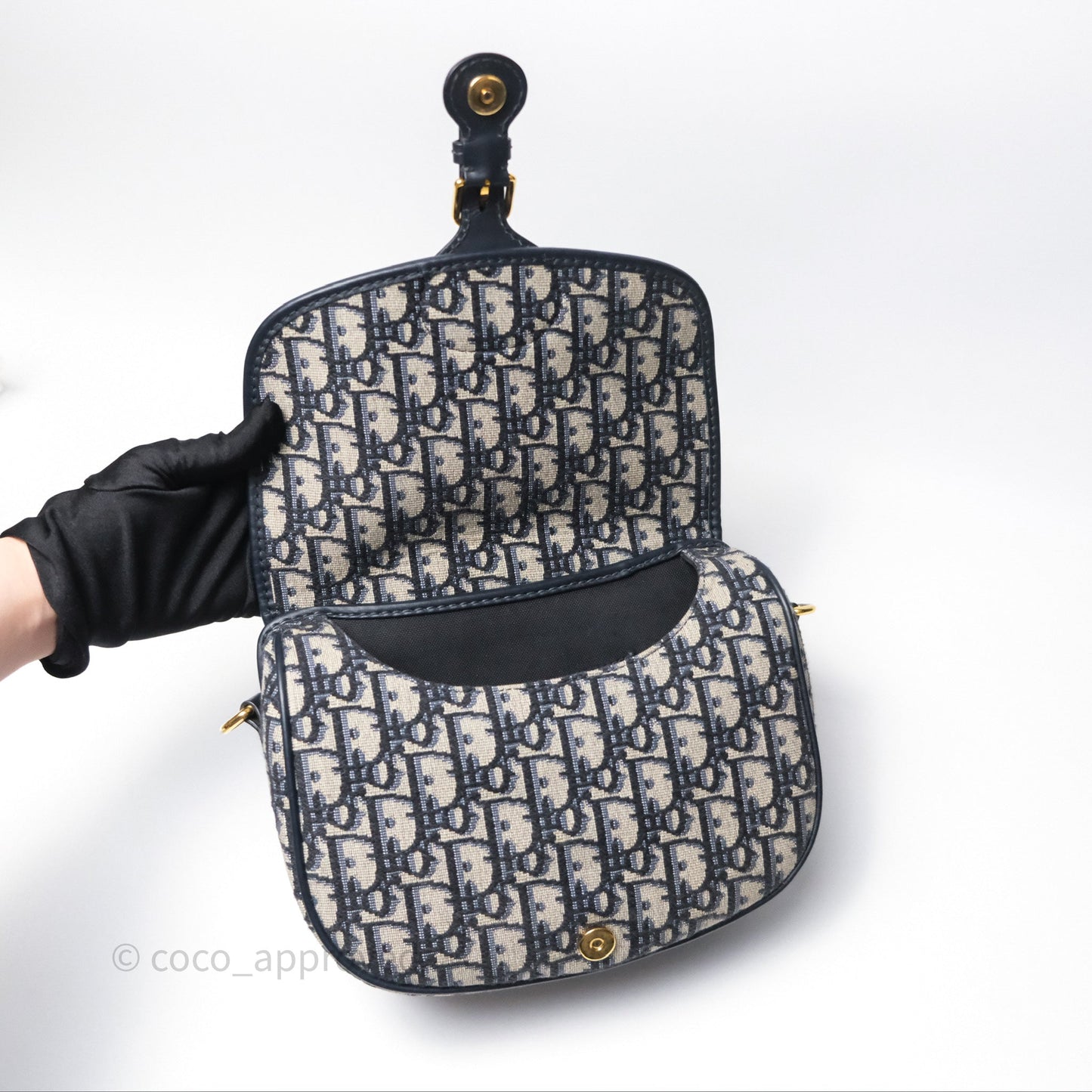 Christian Dior Medium Bobby Bag Blue Oblique Jacquard Canvas