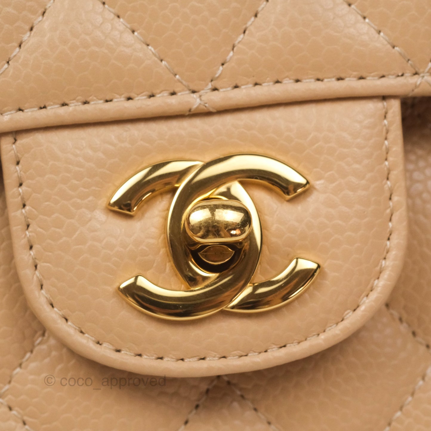 Chanel Classic Small S/M Quilted Flap Beige Caviar Gold Hardware