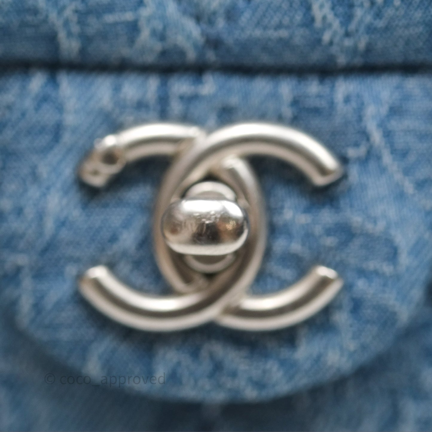 Chanel Quilted Camellia Printed Heart Crush Mini Flap Bag Blue Denim Aged Silver Hardware