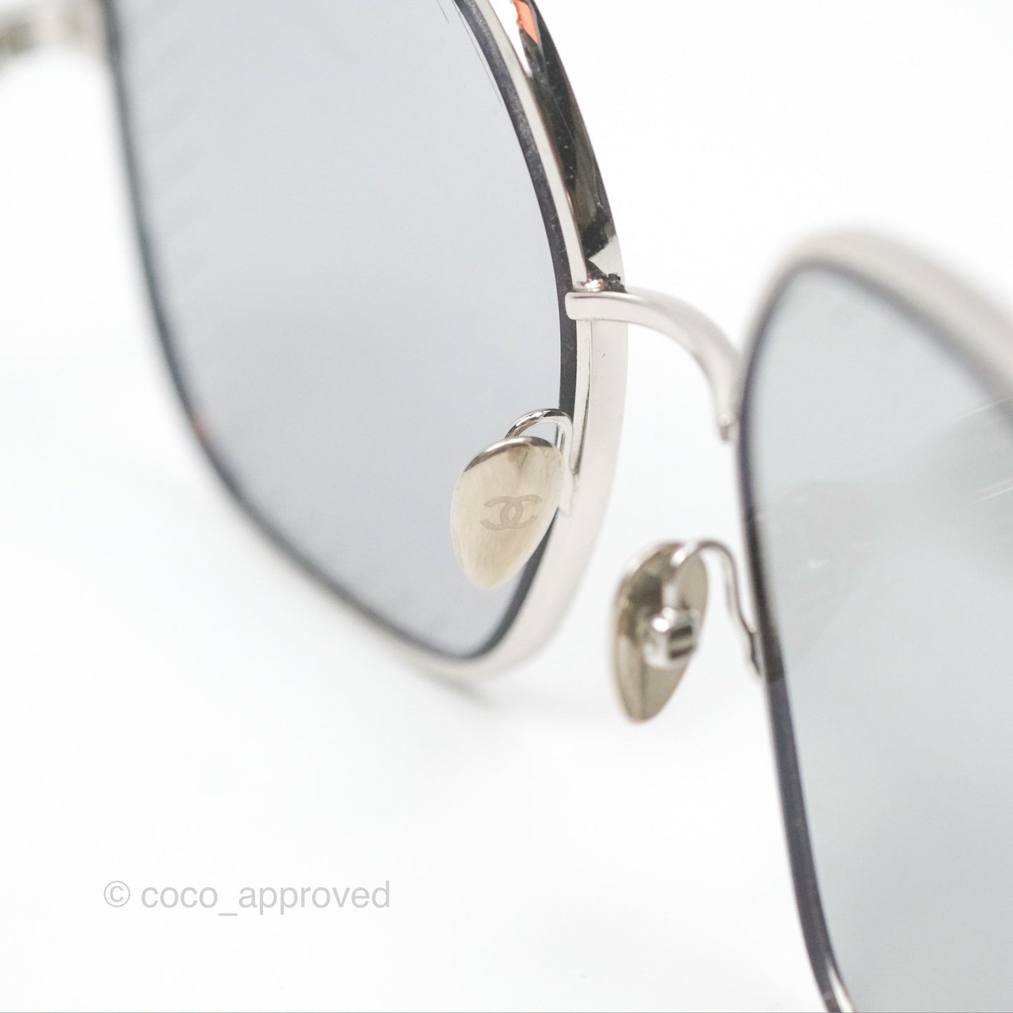 Chanel Gradient Lenses Square Sunglasses Silver Tone