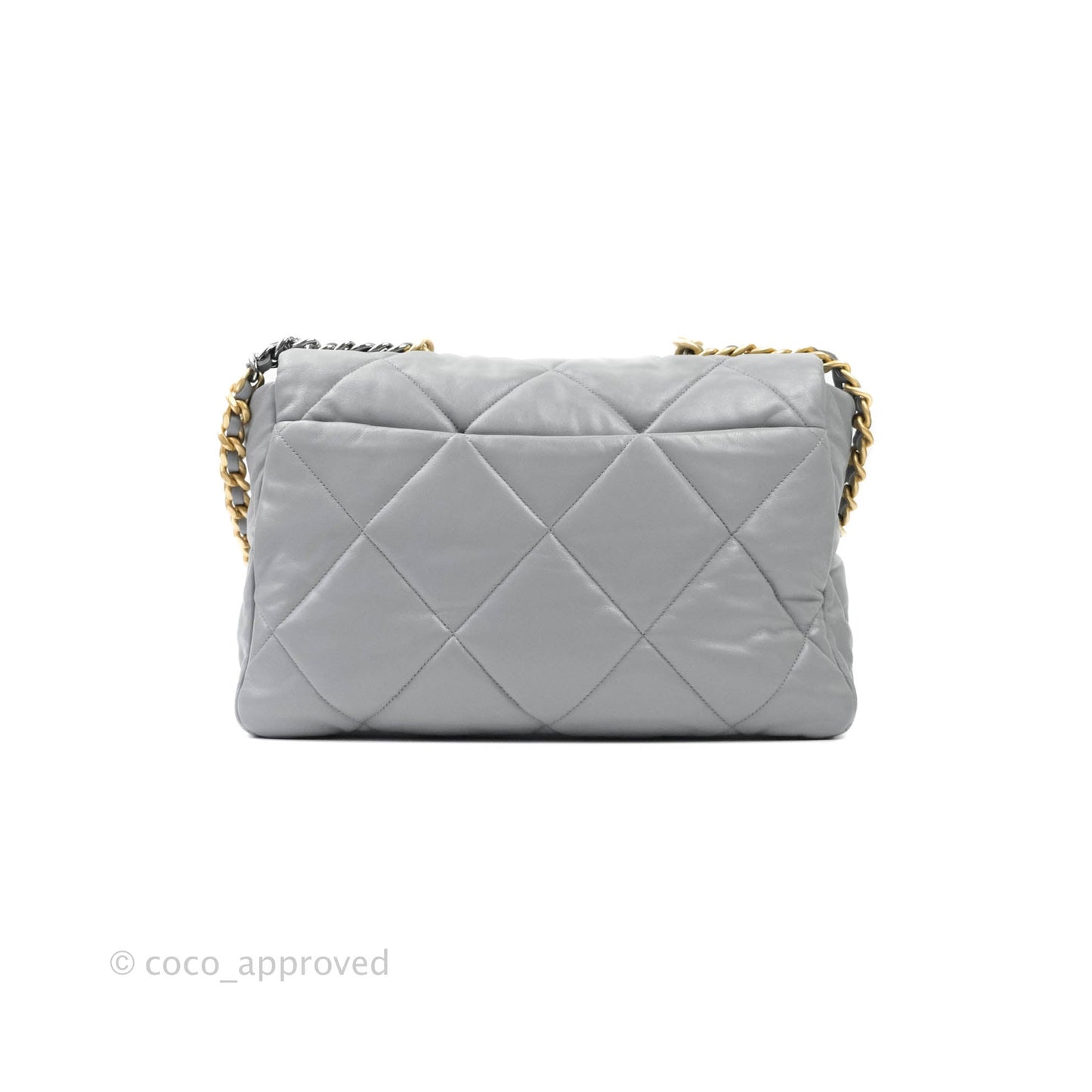 Chanel 19 Large Grey Goatskin Mixed Hardware