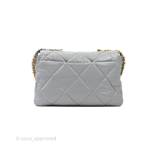 Chanel 19 Large Grey Goatskin Mixed Hardware