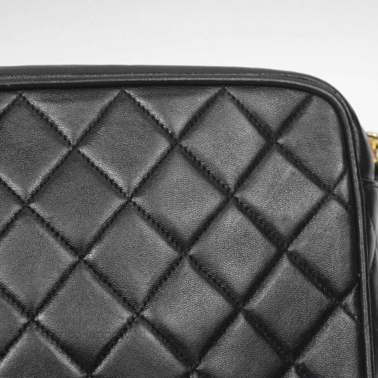 Chanel Vintage Diana Fringe Camera Bag Black Lambskin 24K Gold Hardware