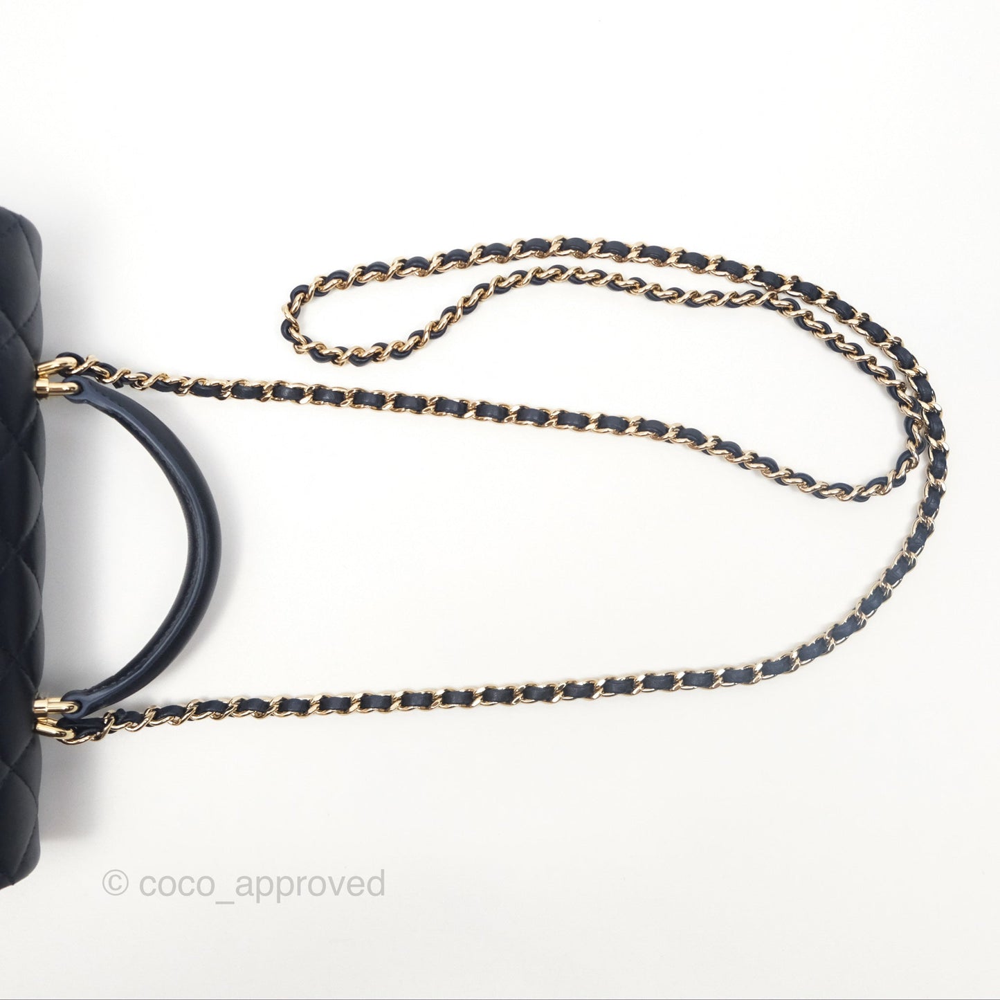 Chanel Top Handle Mini Rectangular Flap Bag Navy Lambskin Gold Hardware