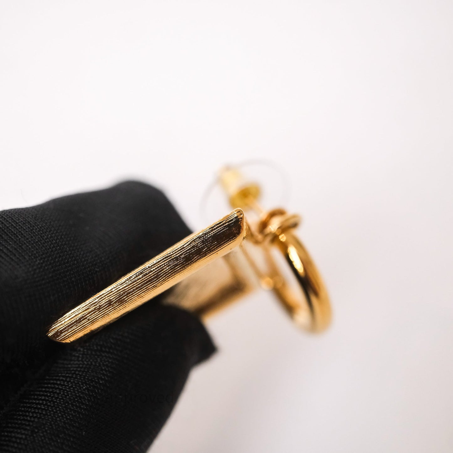 Chanel Drop Square CC Earrings Pink Gold Tone 24S