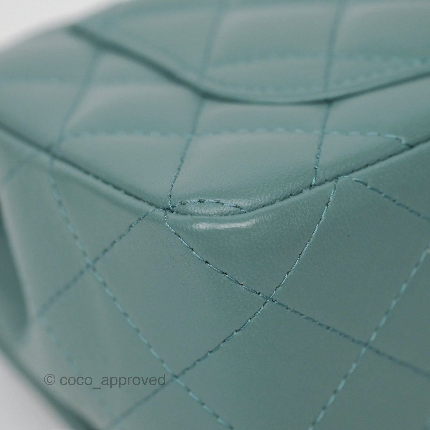 Chanel Quilted Mini Rectangular Flap Turquoise Blue Lambskin Gold Hardware