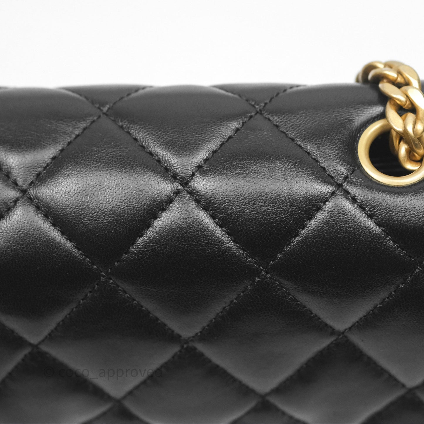 Chanel Small All Slide Adjustable Chain Flap Bag Black Lambskin Aged Gold Hardware 22K