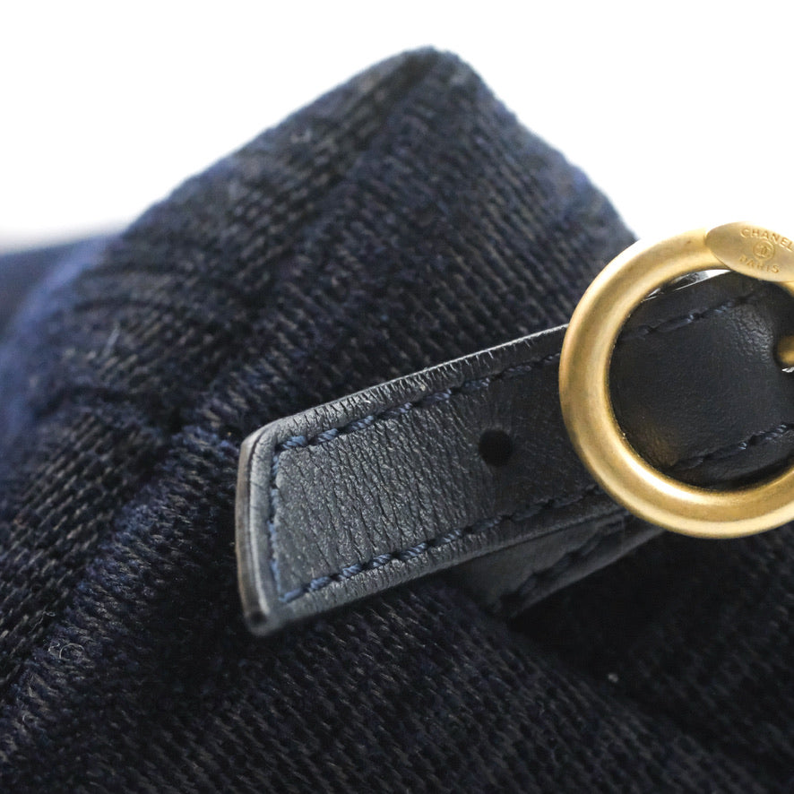 Chanel Parisian Stroll Backpack Wool Velvet Navy
