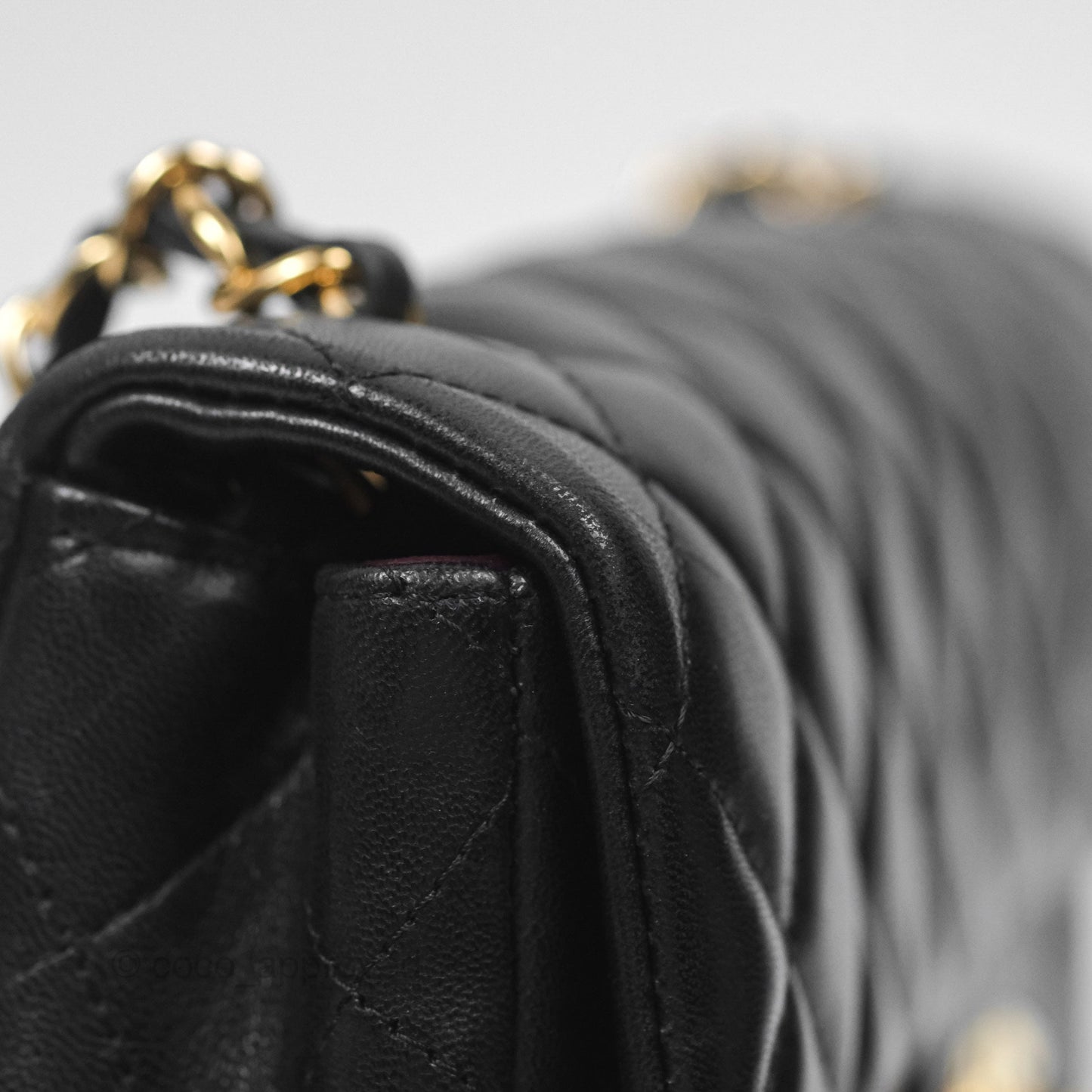 Chanel Quilted East West Flap Bag Black Lambskin Gold Hardware