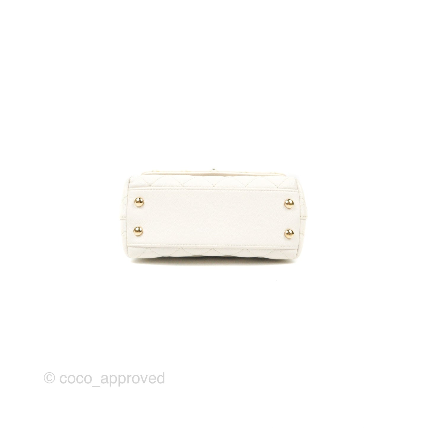 Chanel Mini Coco Handle Quilted Ivory White Caviar Gold Hardware