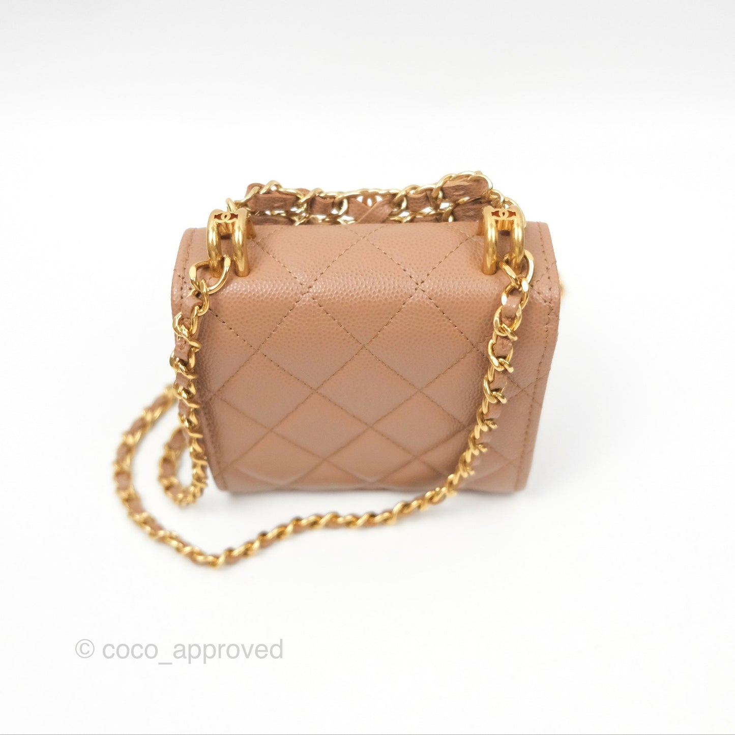 Chanel CC Chain Clutch with Chain Beige Caviar Gold Hardware