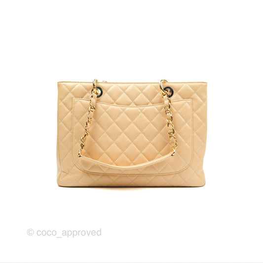 Chanel GST Beige Caviar Gold Hardware