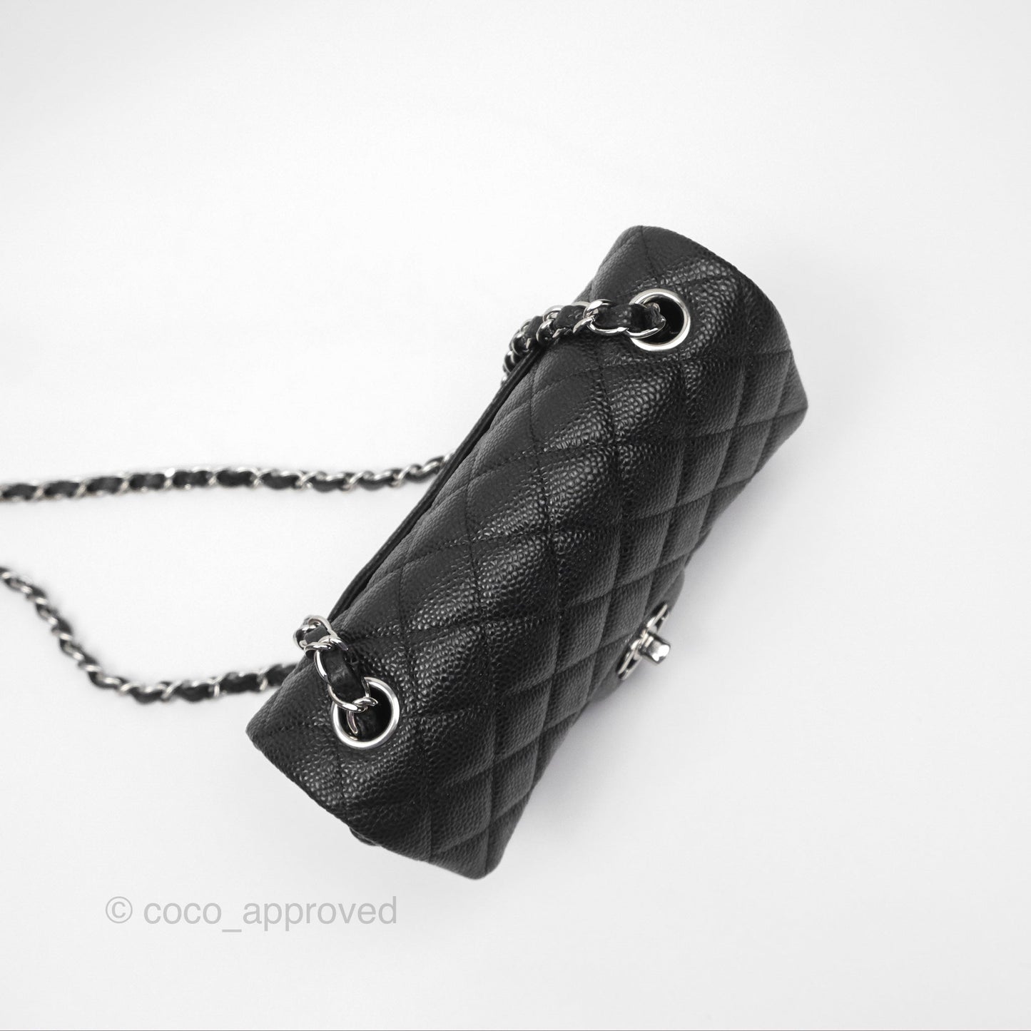 Chanel Mini Rectangular Flap Quilted Black Caviar Silver Hardware