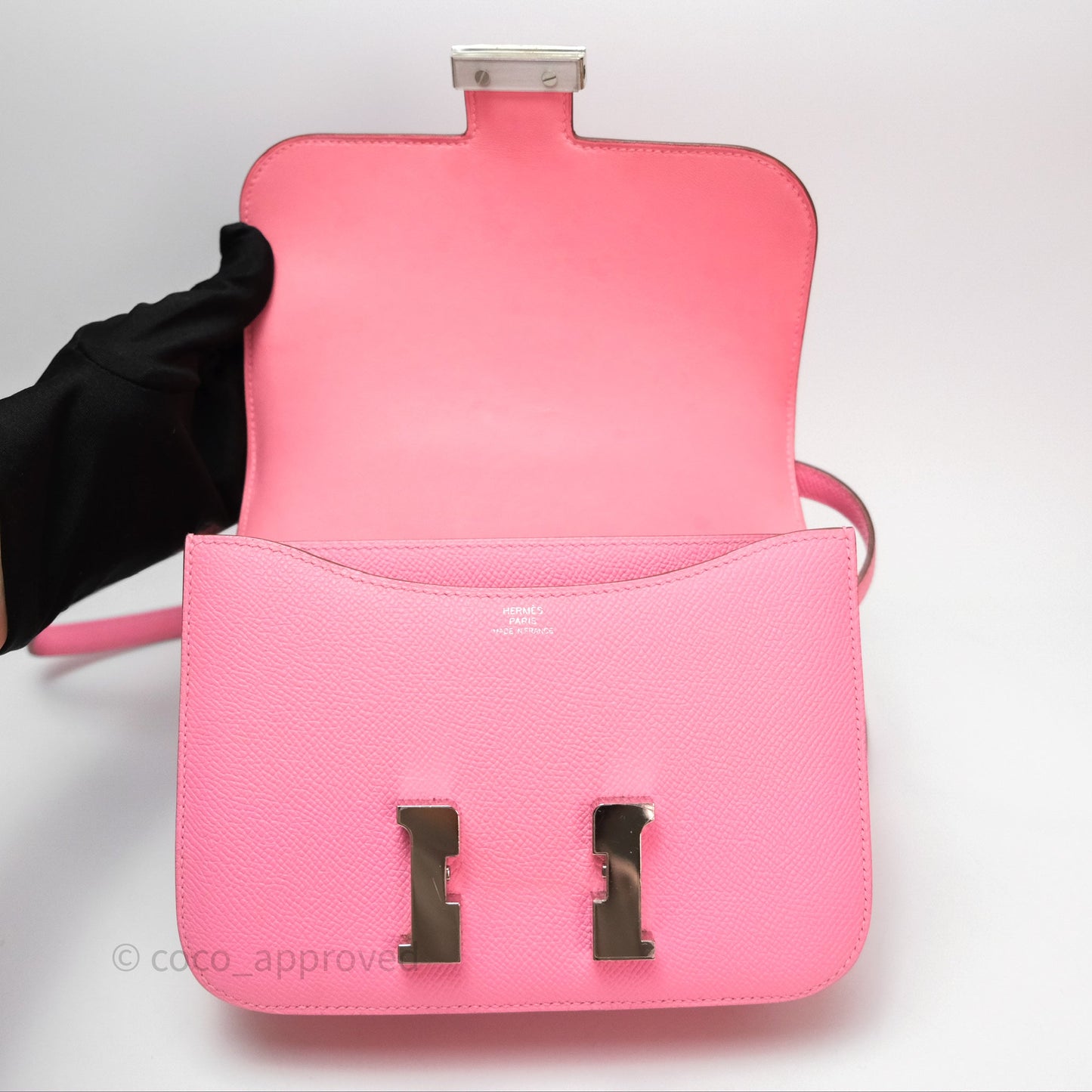 Hermès Constance Mini 18cm Rose d'ete Epsom Palladium Hardware