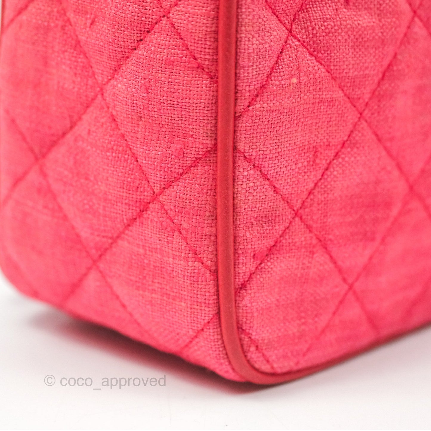 Chanel Vintage Small Tassel Camera Bag Dark Pink Canvas Gold Hardware