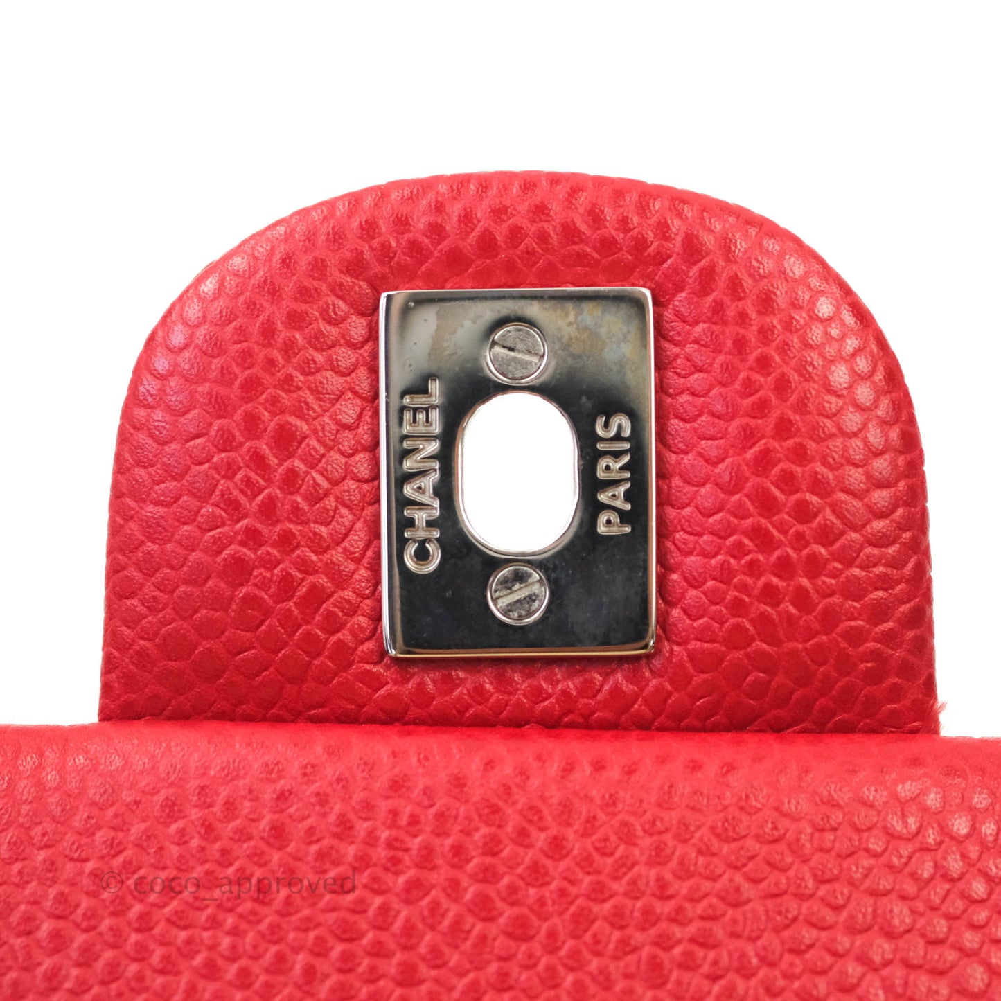Chanel Classic Quilted Mini Rectangular Flap Red Caviar Silver Hardware