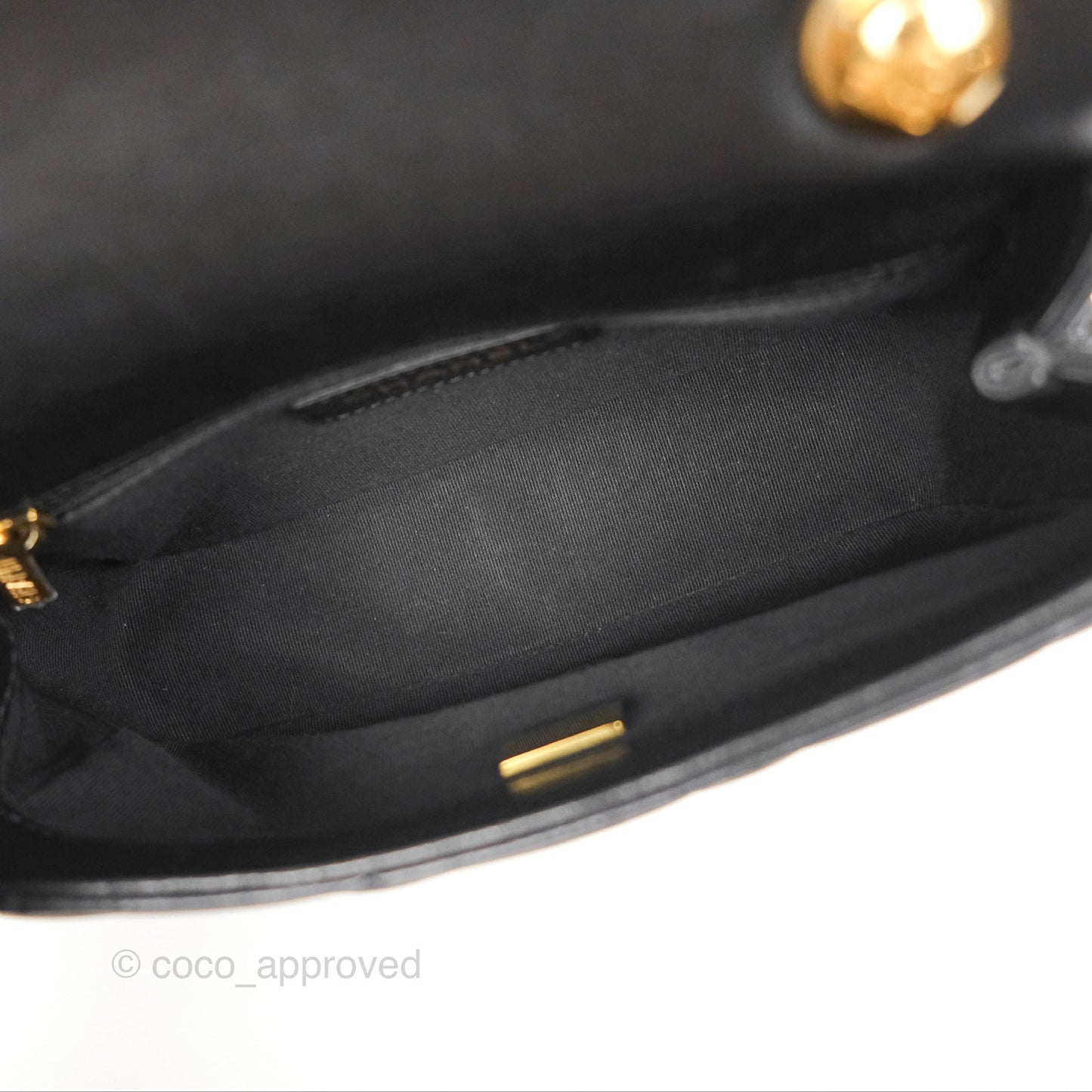 Chanel Mini Top Handle Flap Black Lambskin Aged Gold Hardware