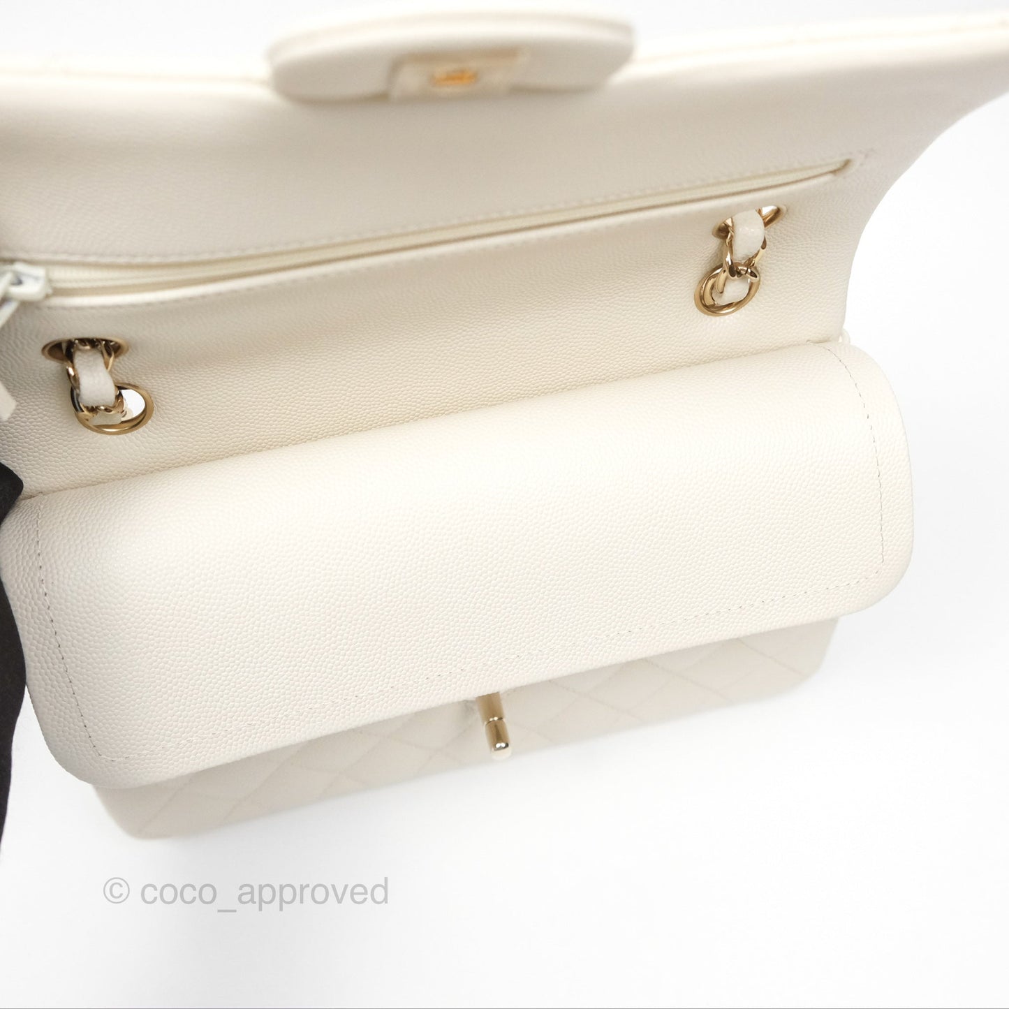 Chanel Small Classic Quilted Flap Light Ivory Caviar Gold Hardware