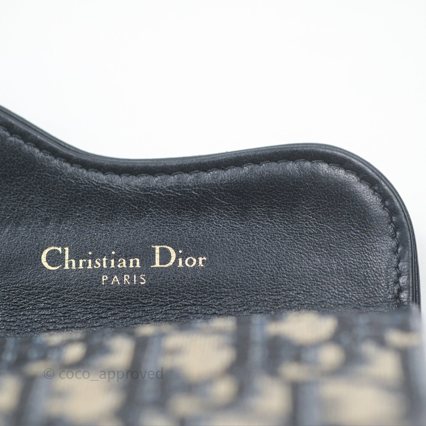 Christian Dior Saddle Flap Card Holder Blue Dior Oblique Jacquard