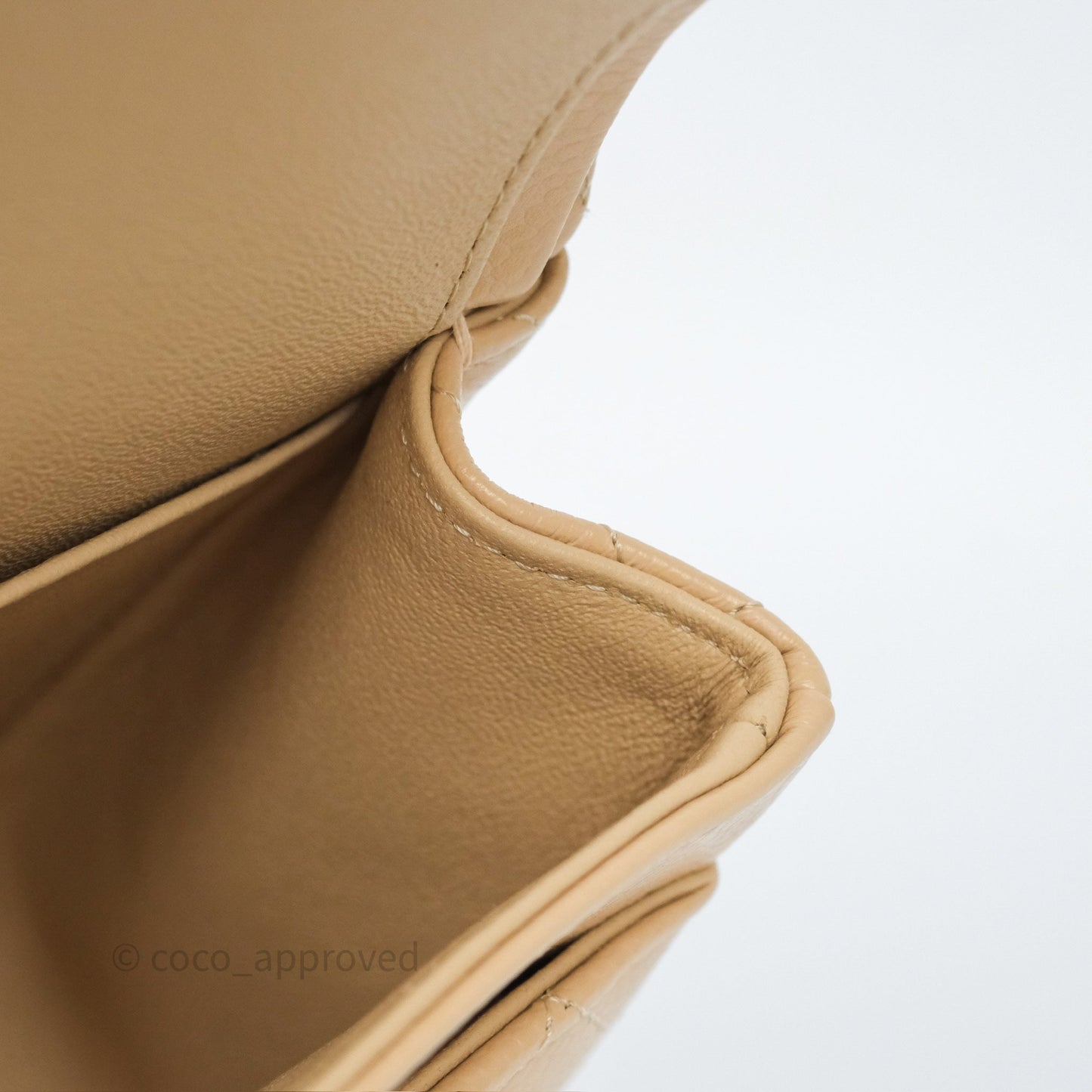 Chanel Small Classic Flap Quilted Beige Caviar Gold Hardware