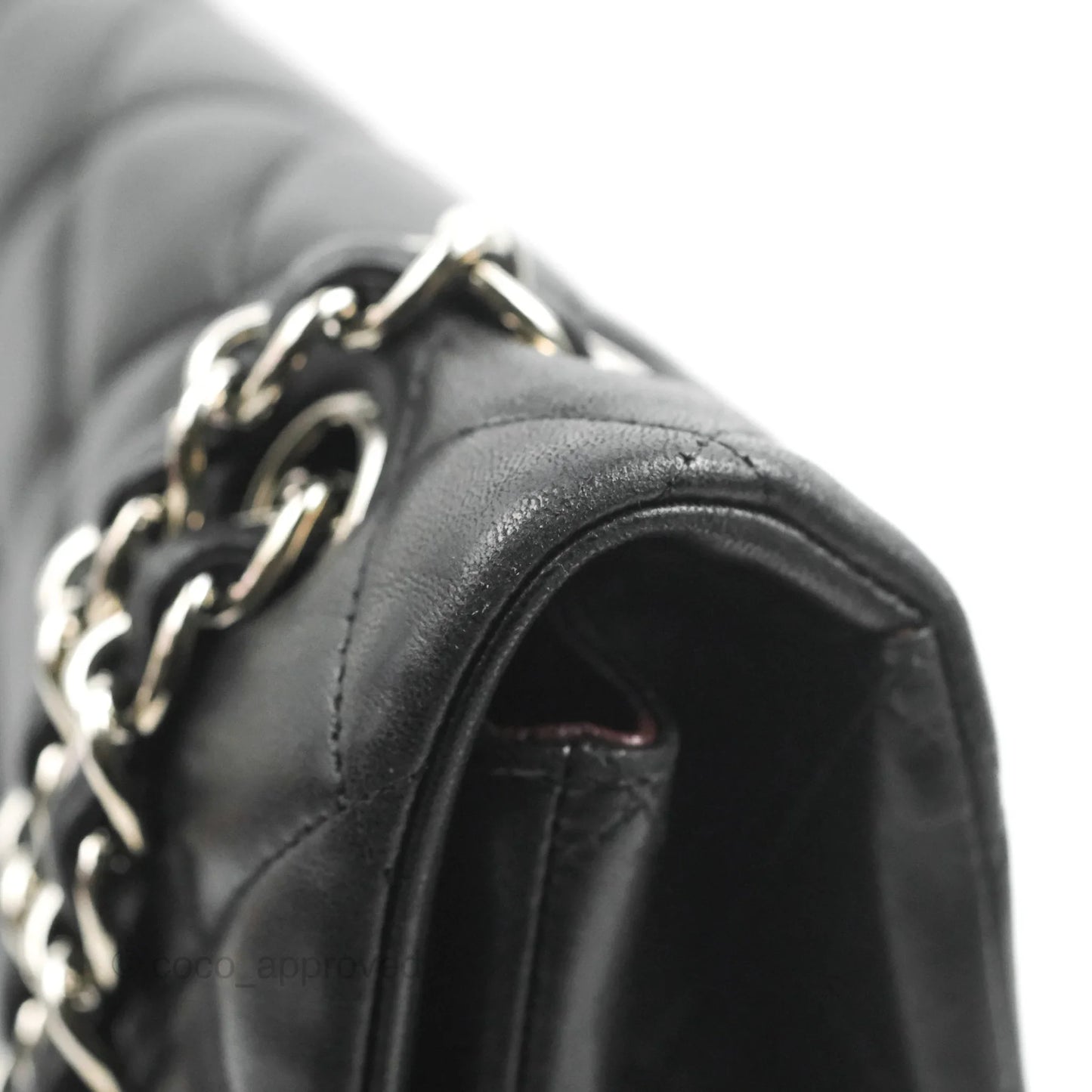 Chanel Single Flap Maxi Lambskin Black Silver Hardware