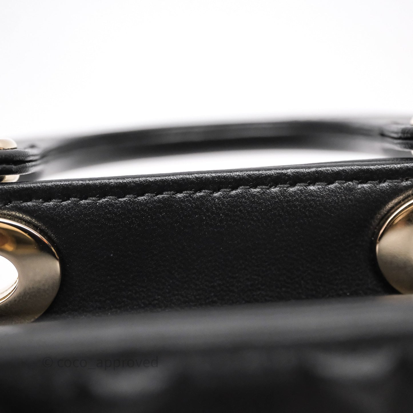 Dior Mirco Lady Dior Black Cannage Calfskin with Diamond Motif Gold Hardware