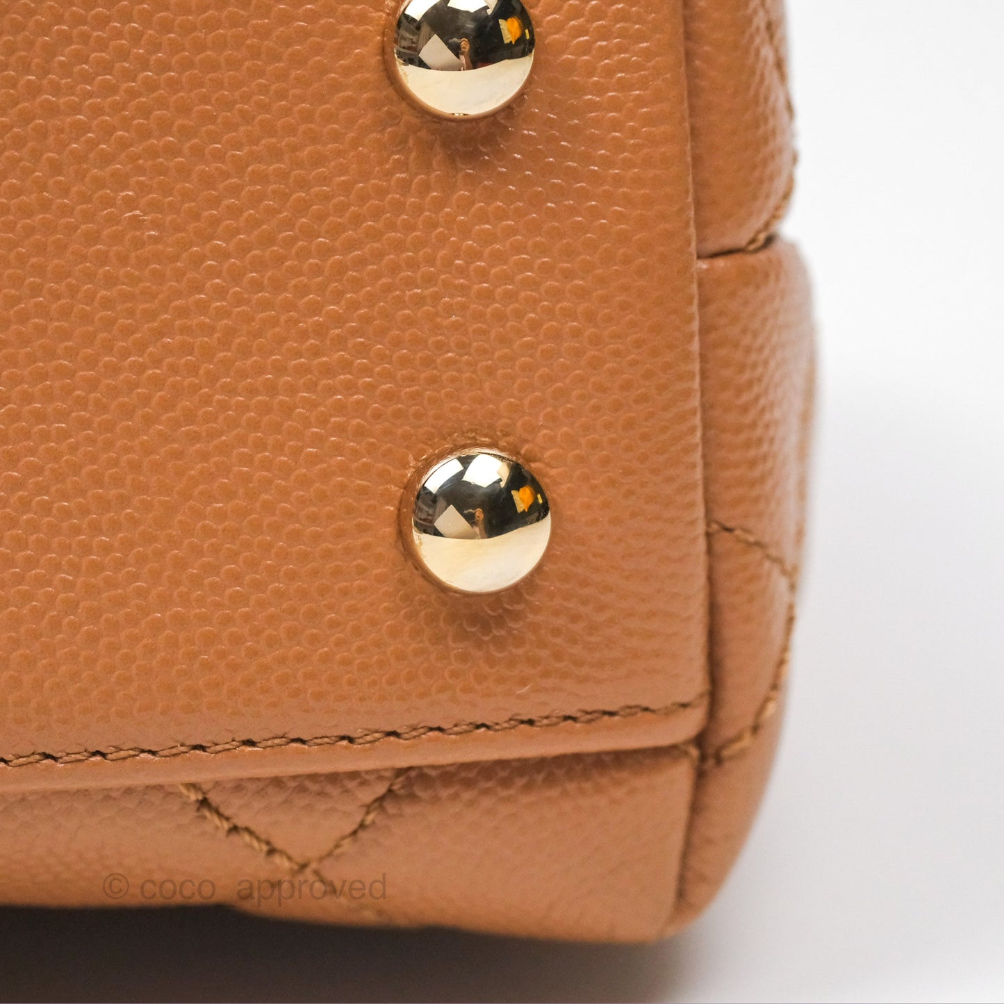 Chanel Small Coco Handle Quilted Dark Beige Caviar Gold Hardware