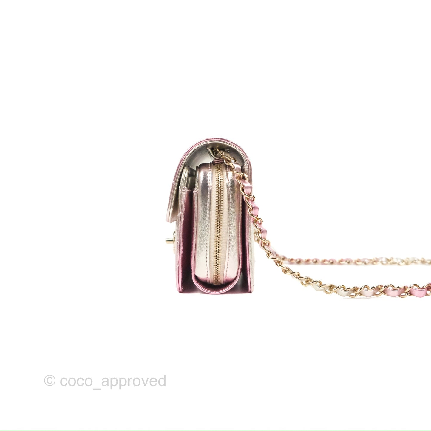 Chanel Mini Flap Bag Metallic Gradient Pink/Silver Lambskin Gold Hardware