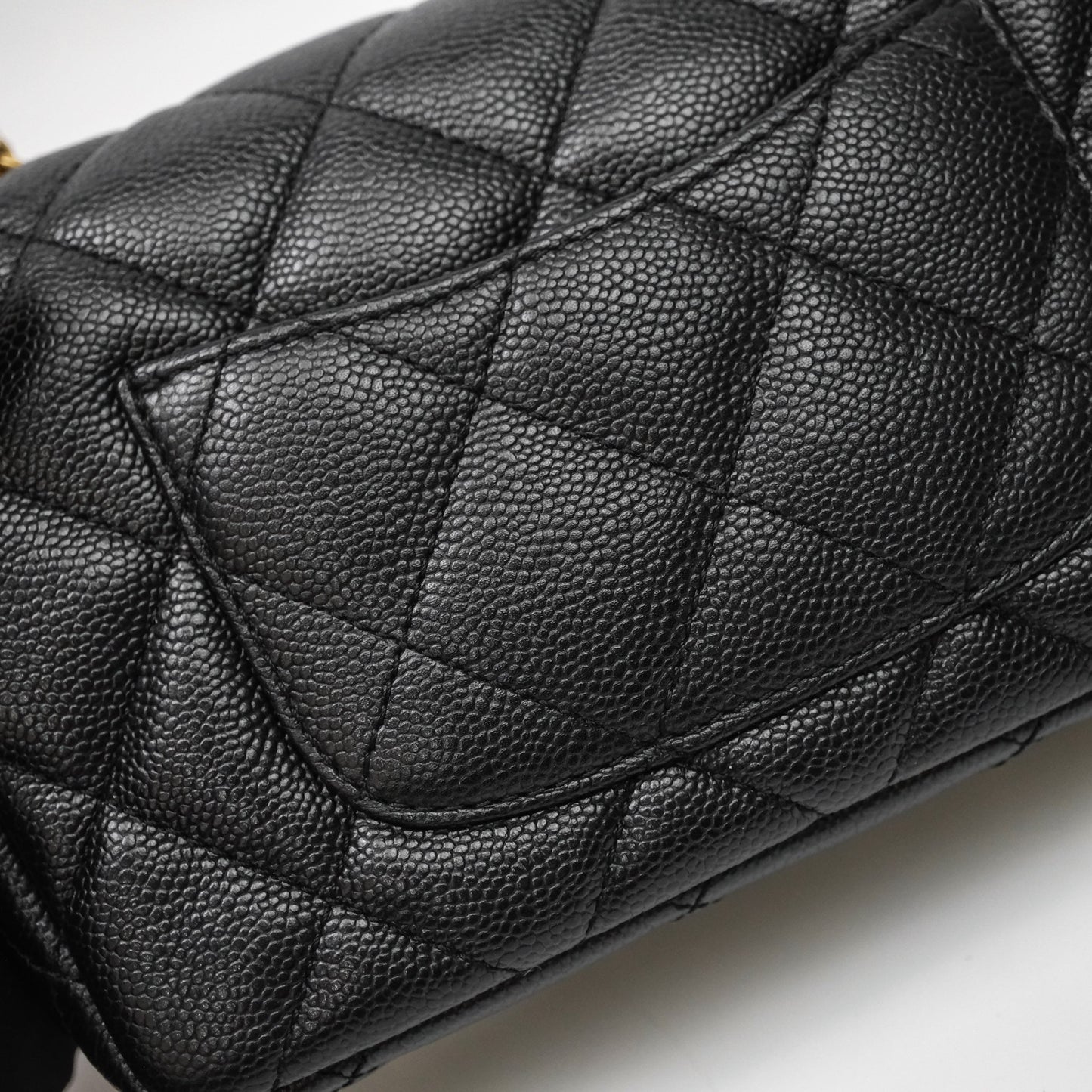 Chanel Mini Flap Bag Heart Adjustable Chain Black Caviar Aged Gold Hardware