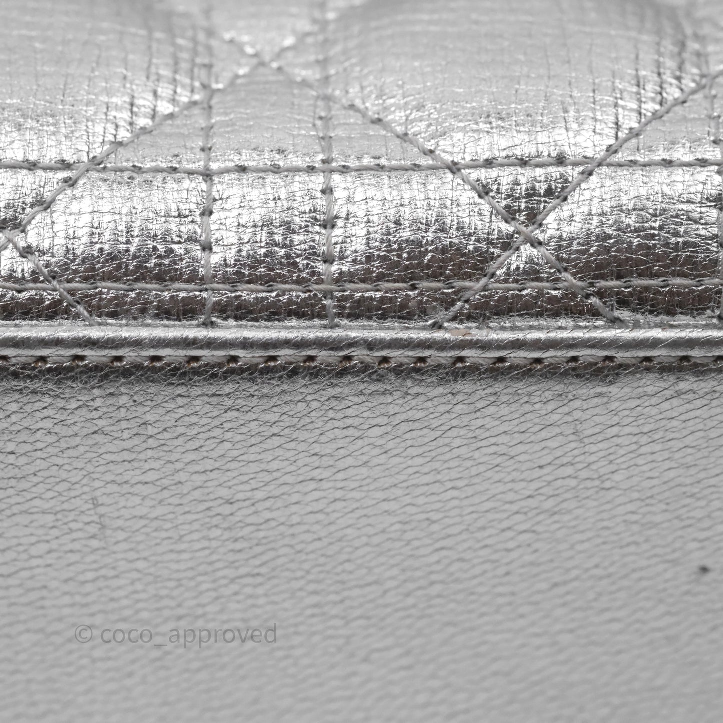 Christian Dior Small Lady Dior My ABCDior Silver Metallic Grained Calfskin Cannage