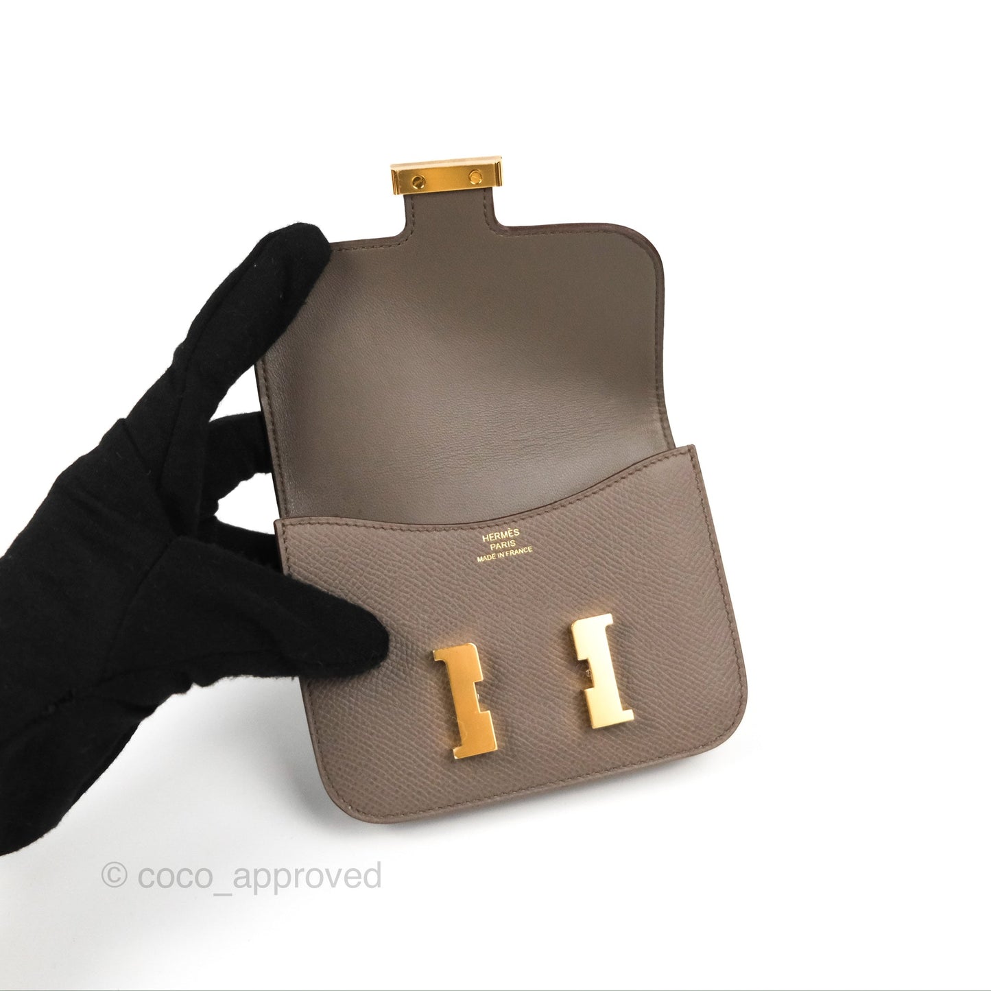 Hermès Constance Slim Wallet Etain Epsom Gold Hardware