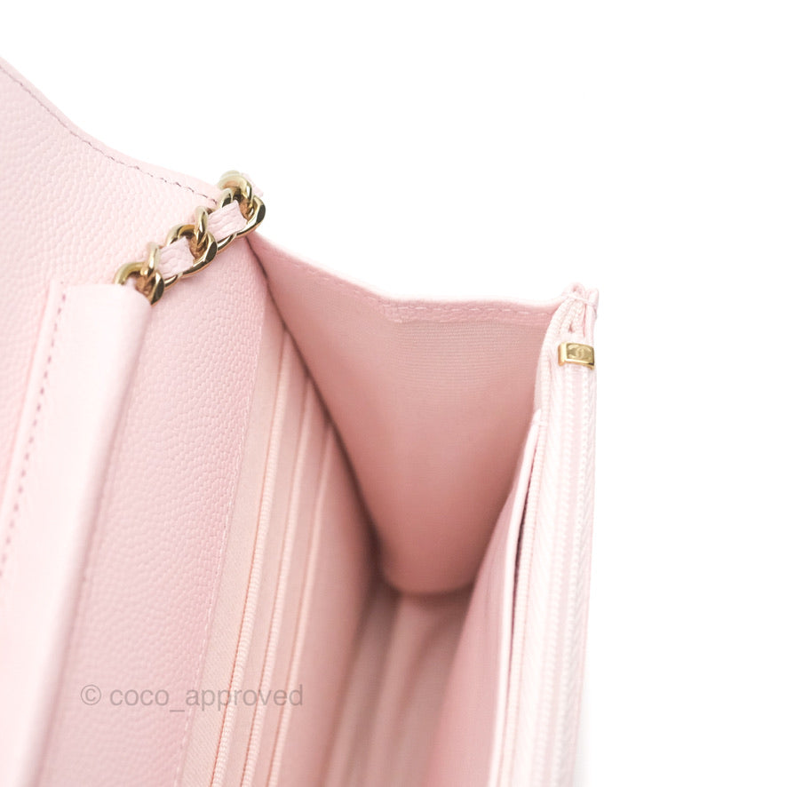 Chanel Quilted Classic Wallet on Chain WOC Pink Caviar Gold Hardware
