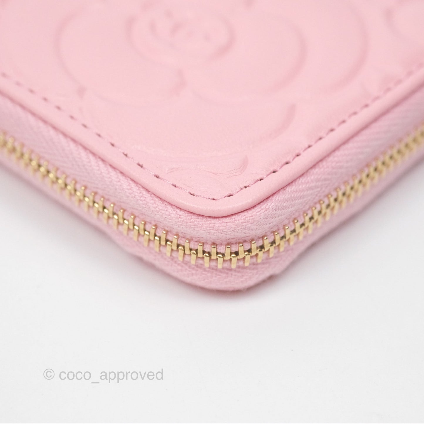 Chanel Key Holder Case Pink Camellia Embossed Lambskin Gold Hardware