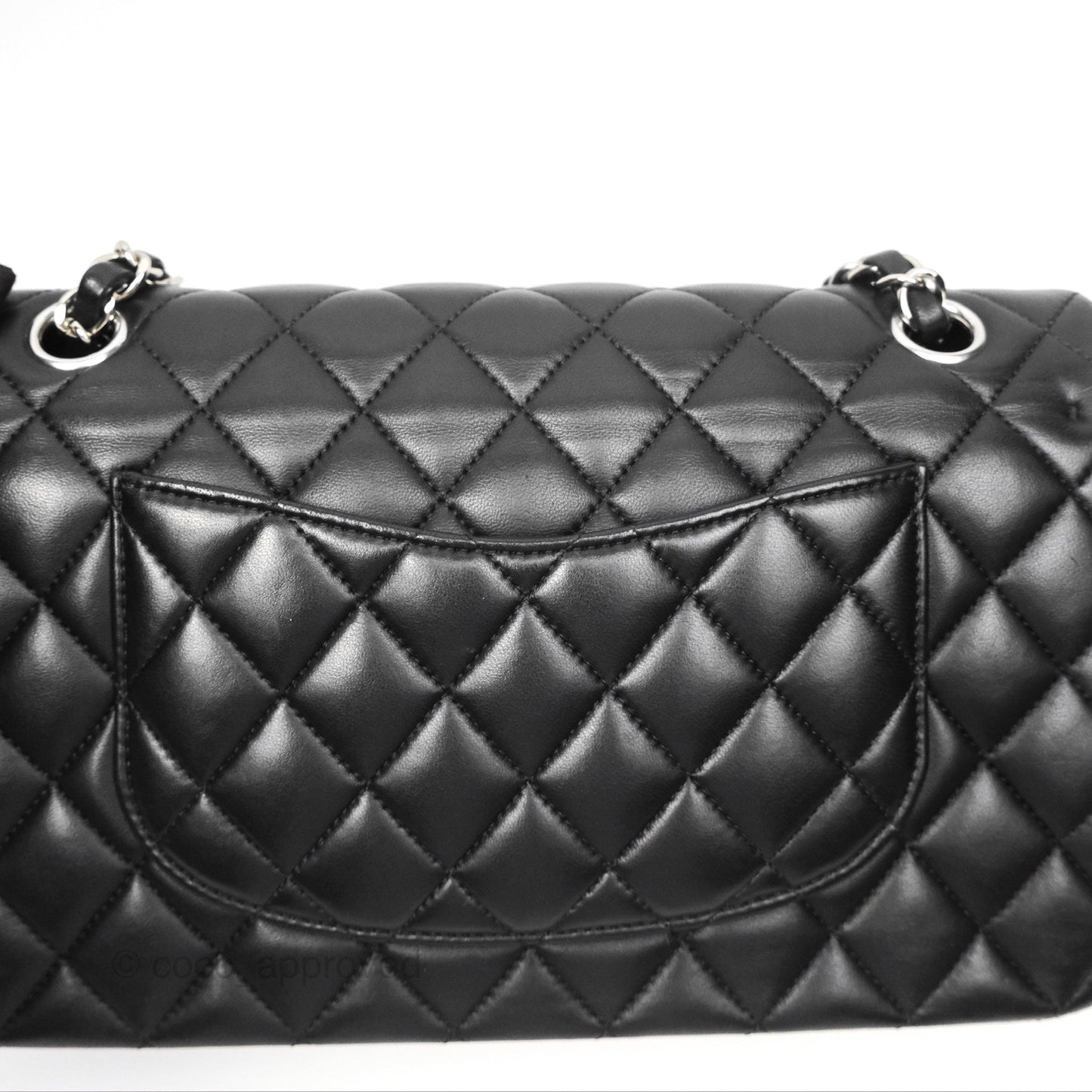 Chanel Classic M/L Medium Flap Quilted Black Lambskin Silver Hardware