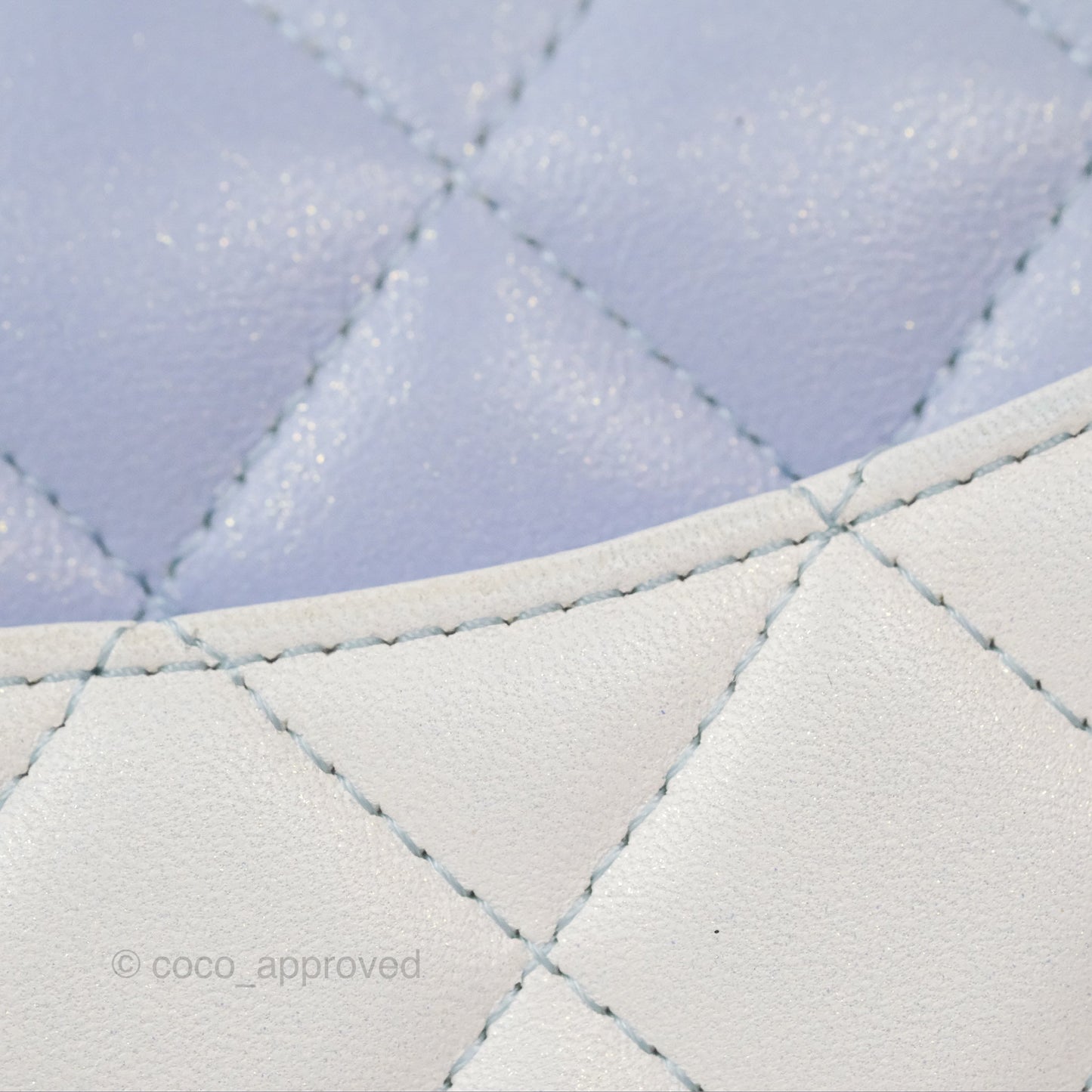 Chanel Quilted Mini Rectangular Flap Ombre Light Blue/Light Purple/White Iridescent Silver Hardware 21K