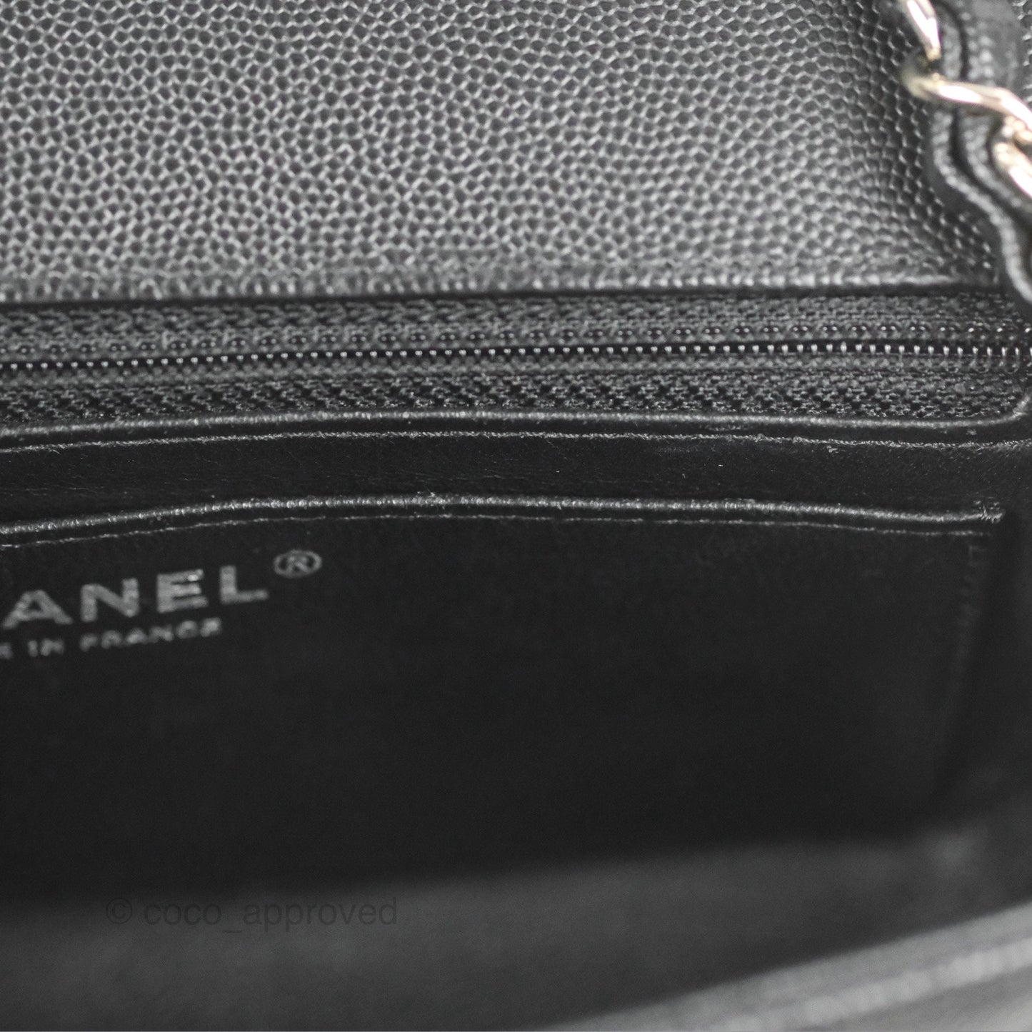 Chanel Quilted Mini Rectangular Flap Black Caviar Silver Hardware