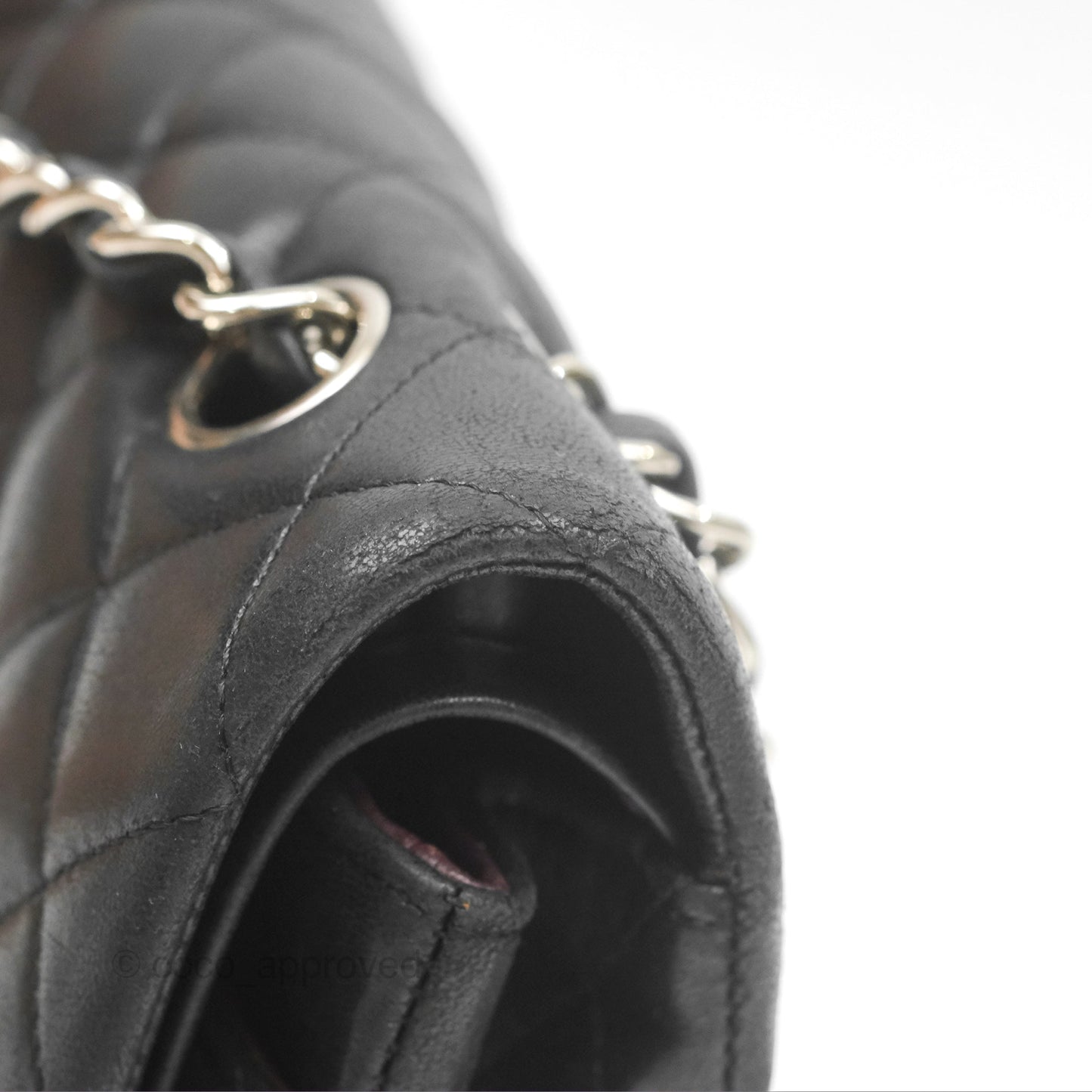 Chanel Classic M/L Medium Flap Quilted Black Lambskin Silver Hardware