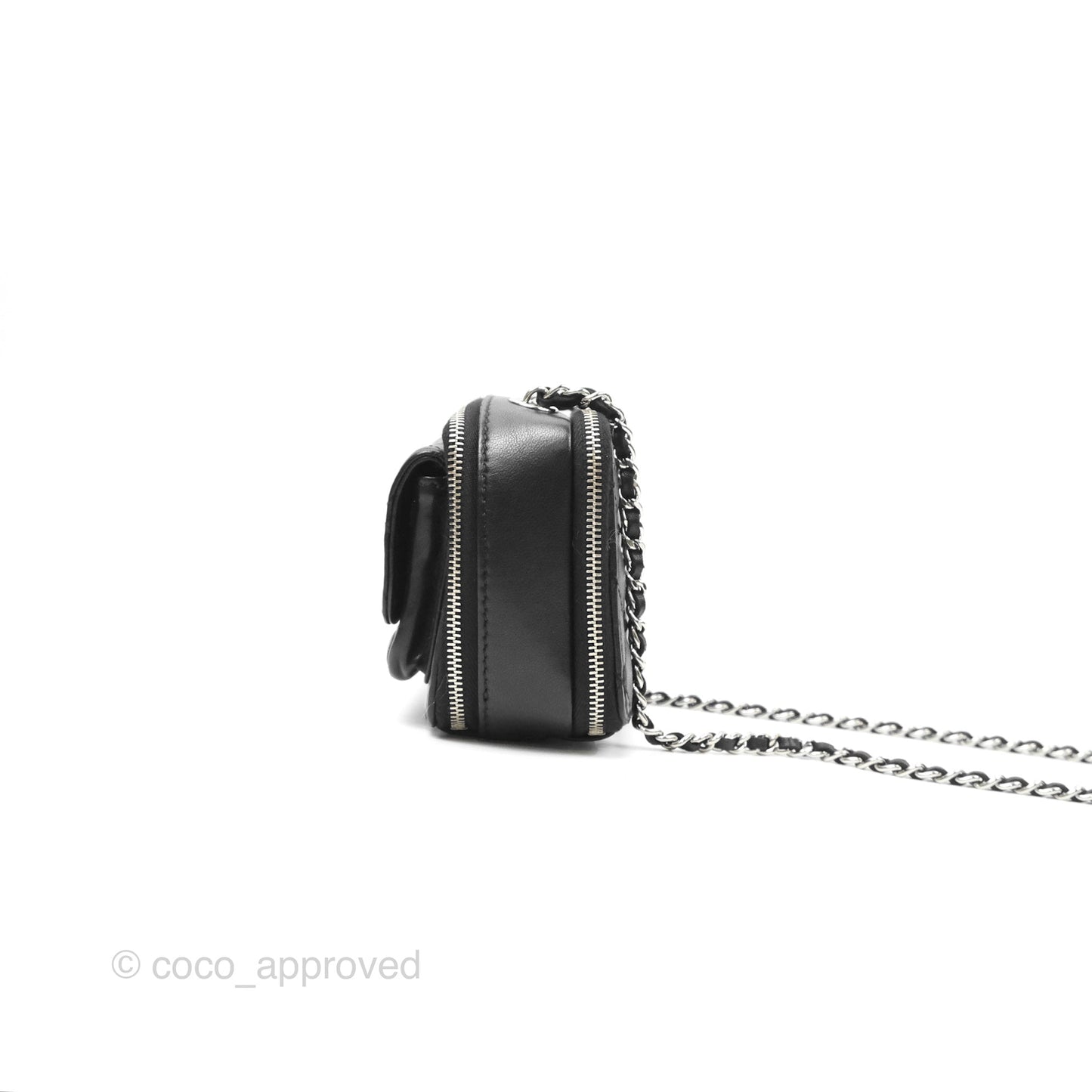 Chanel Small Pocket Box Camera Case Black Lambskin Silver Hardware