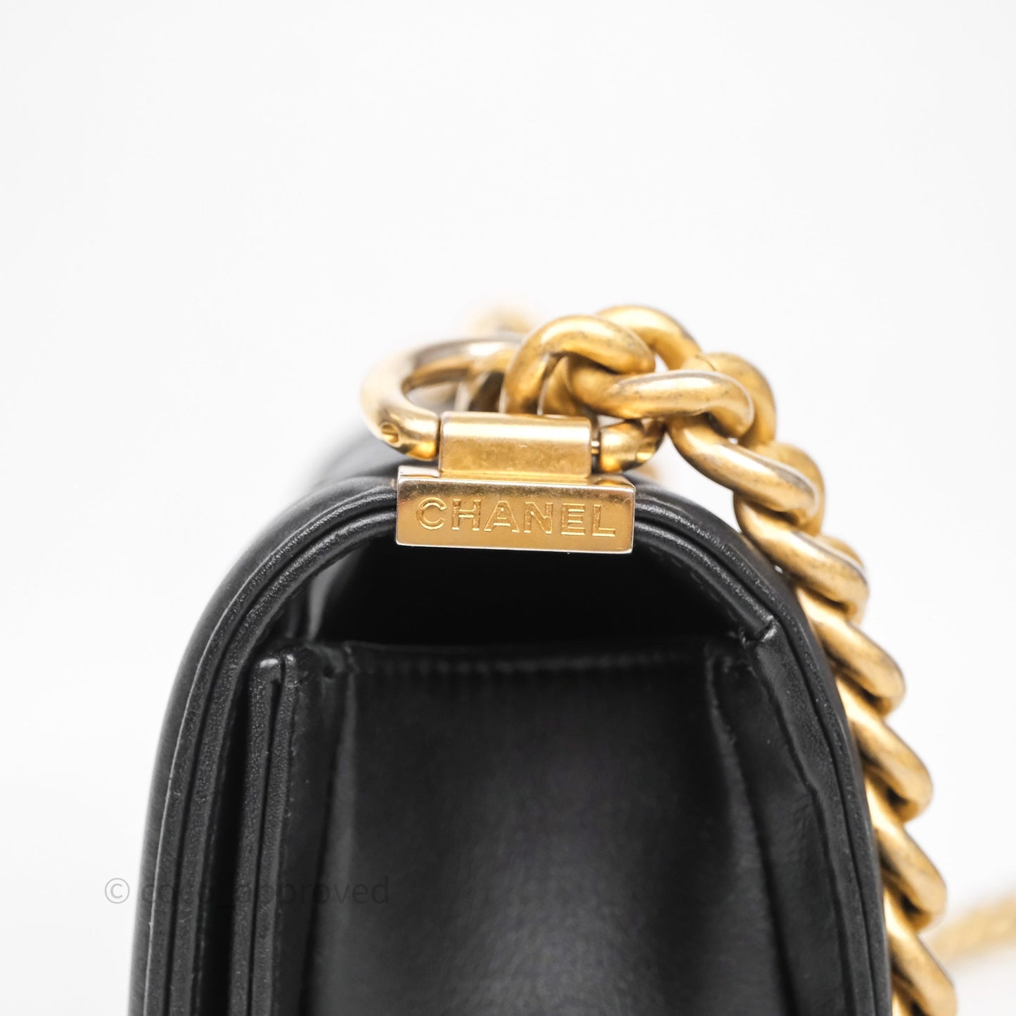 Chanel Small Boy Black Lambskin Aged Gold Hardware