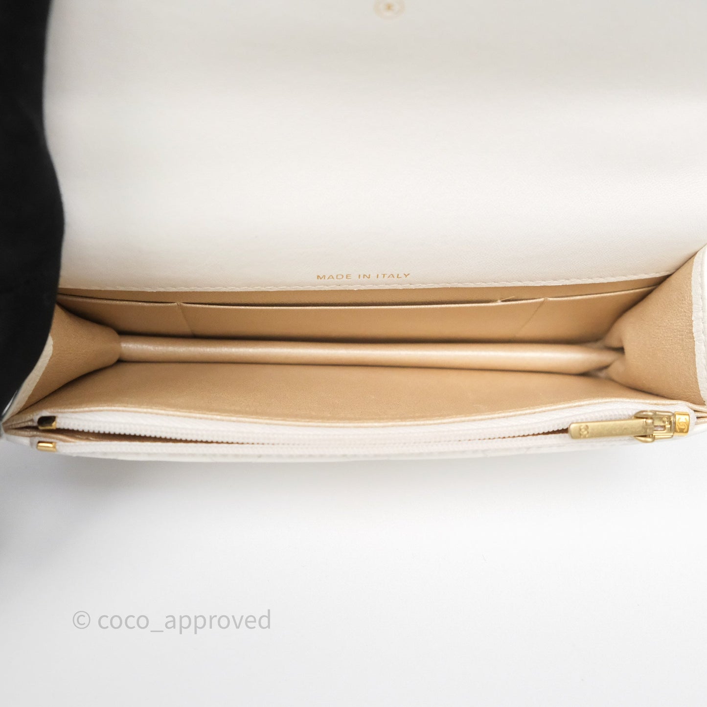 Chanel Dynasty Phone Holder with Chain White Ivory Lambskin Aged Gold Hardware