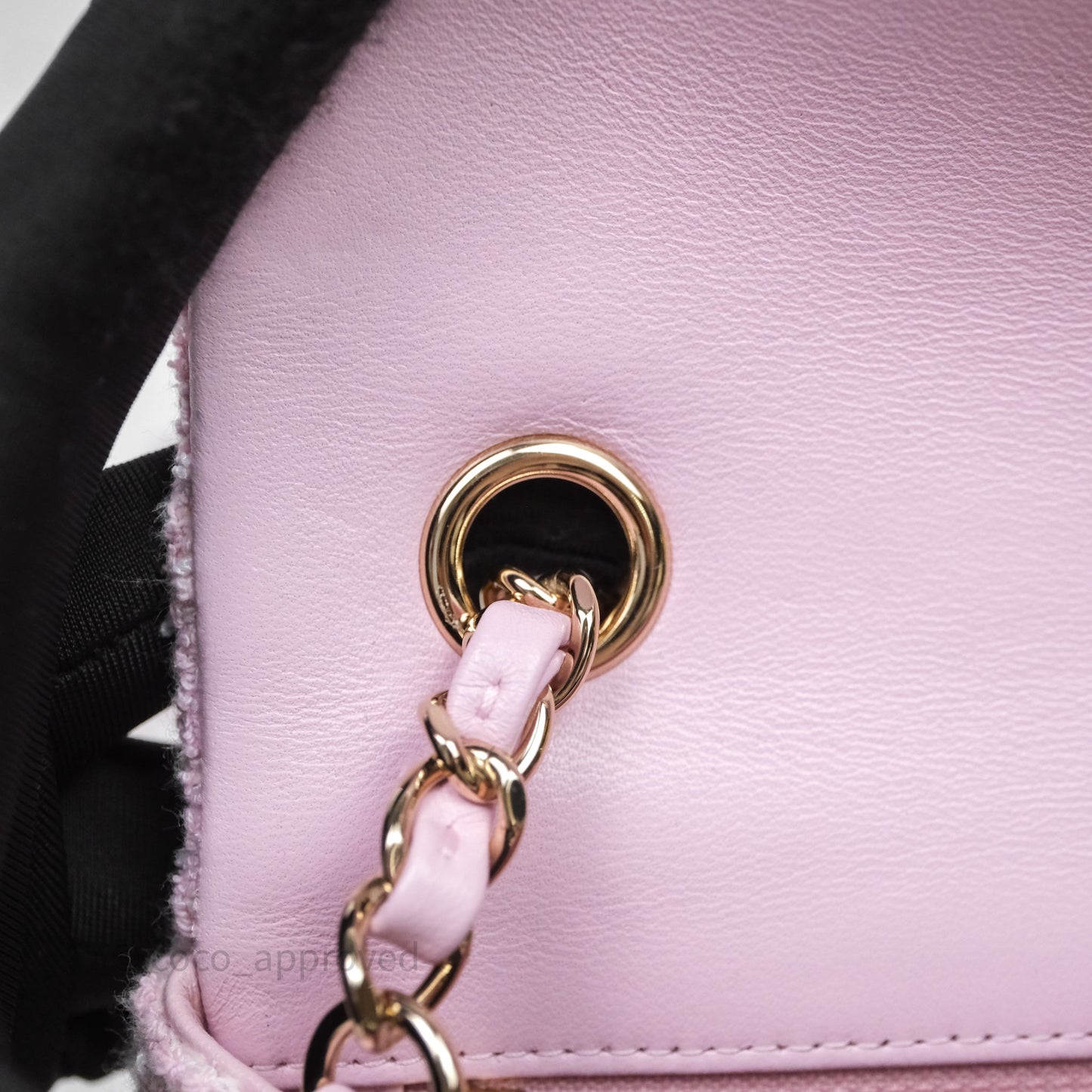 Chanel Classic Mini Rectangular Flap Pink Tweed Gold Hardware