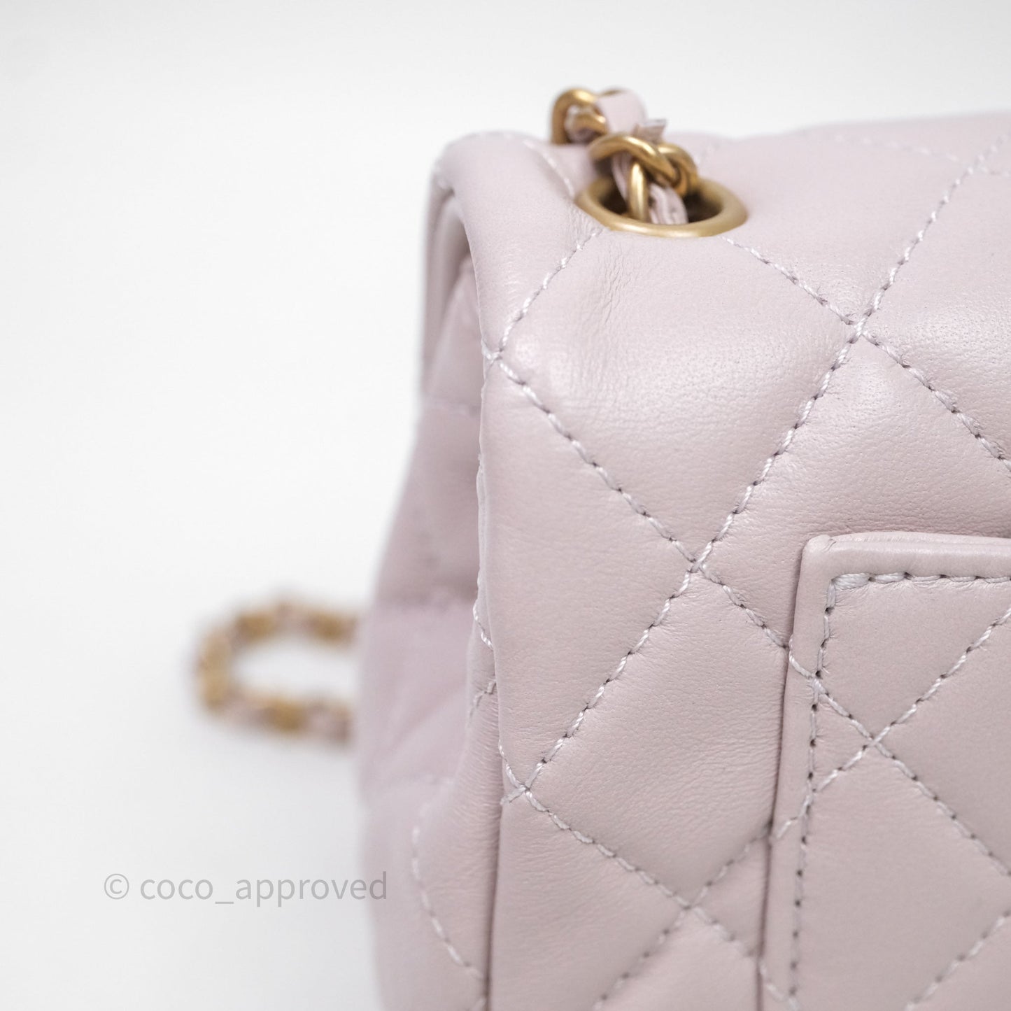 Chanel Mini Rectangular Pearl Crush Lilac Lambskin Aged Gold Hardware