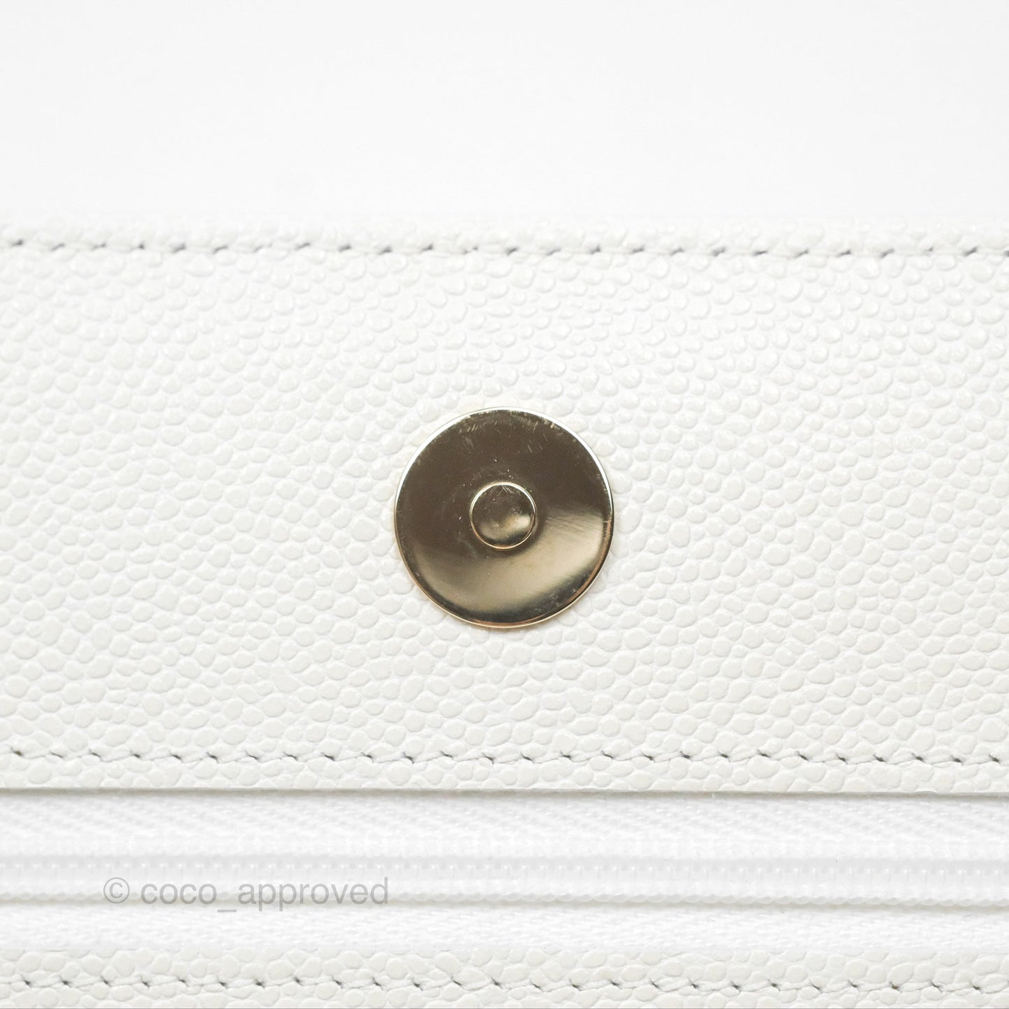 Chanel Classic Quilted Wallet On Chain WOC White Caviar Gold Hardware