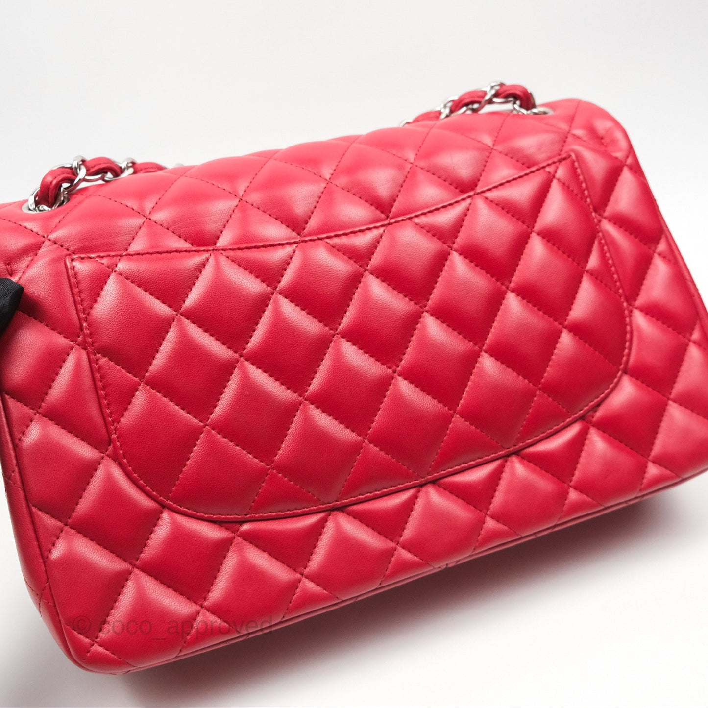 Chanel Jumbo Double Flap Red Lambskin Silver Hardware